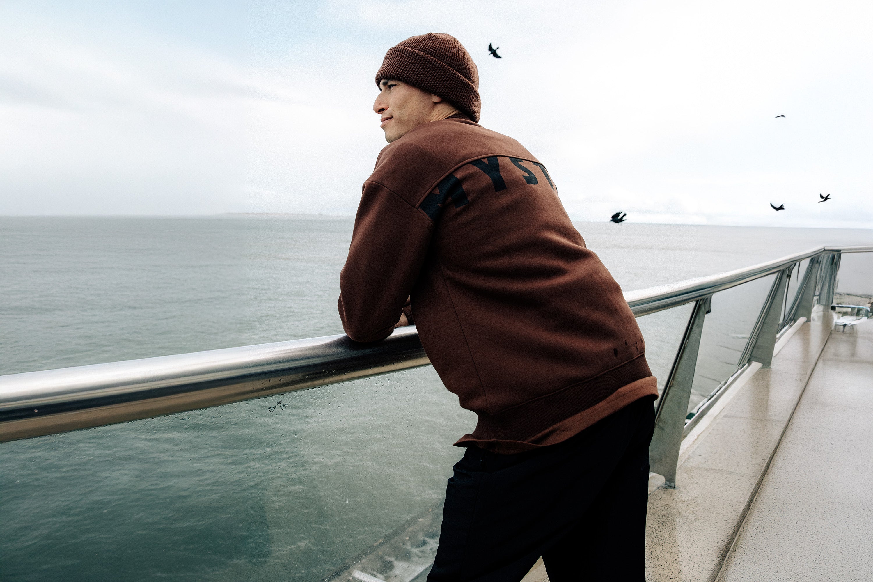Mystic Profile Crew sweat oversize marron L gratté