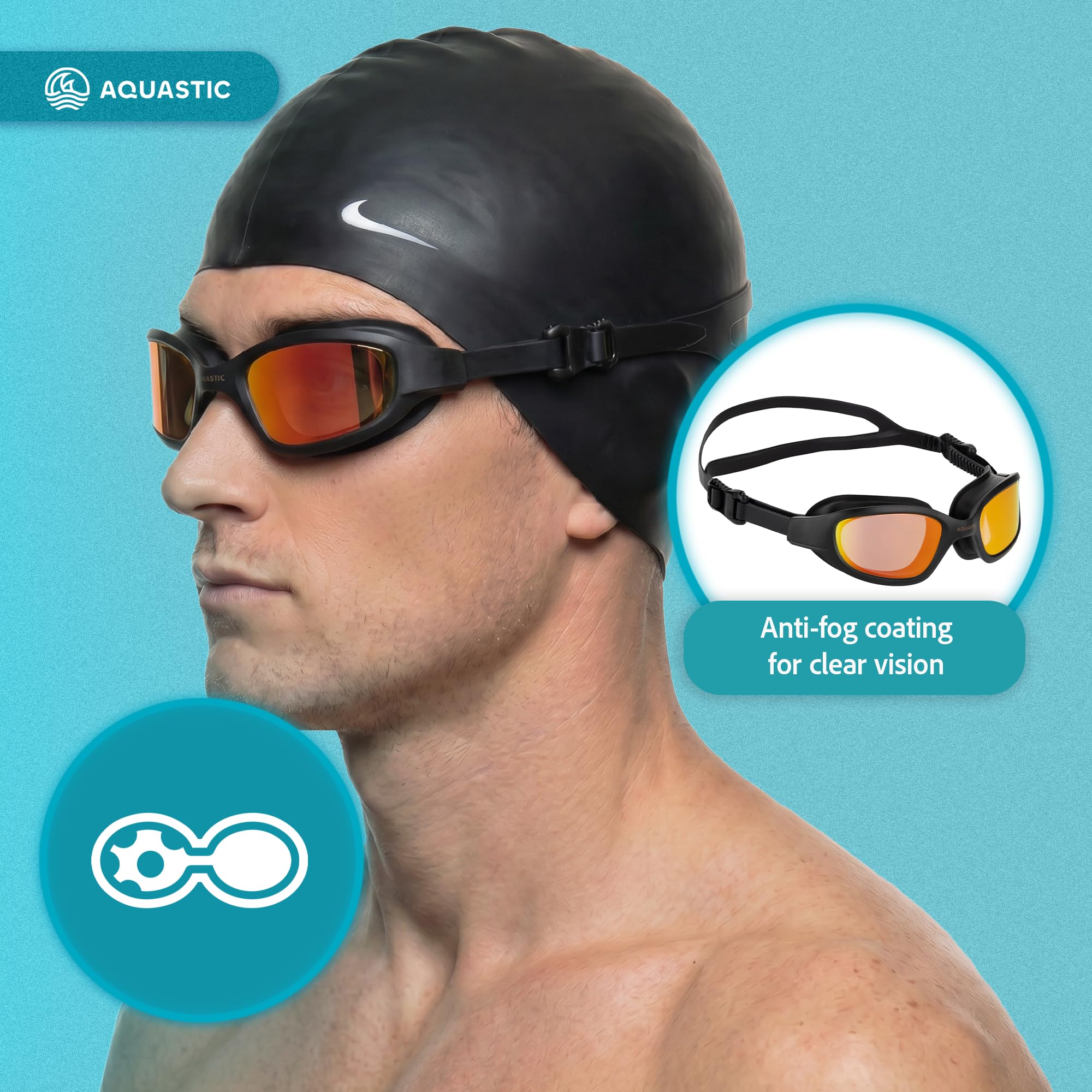 AQUASTIC Vili lunettes de natation miroir noires