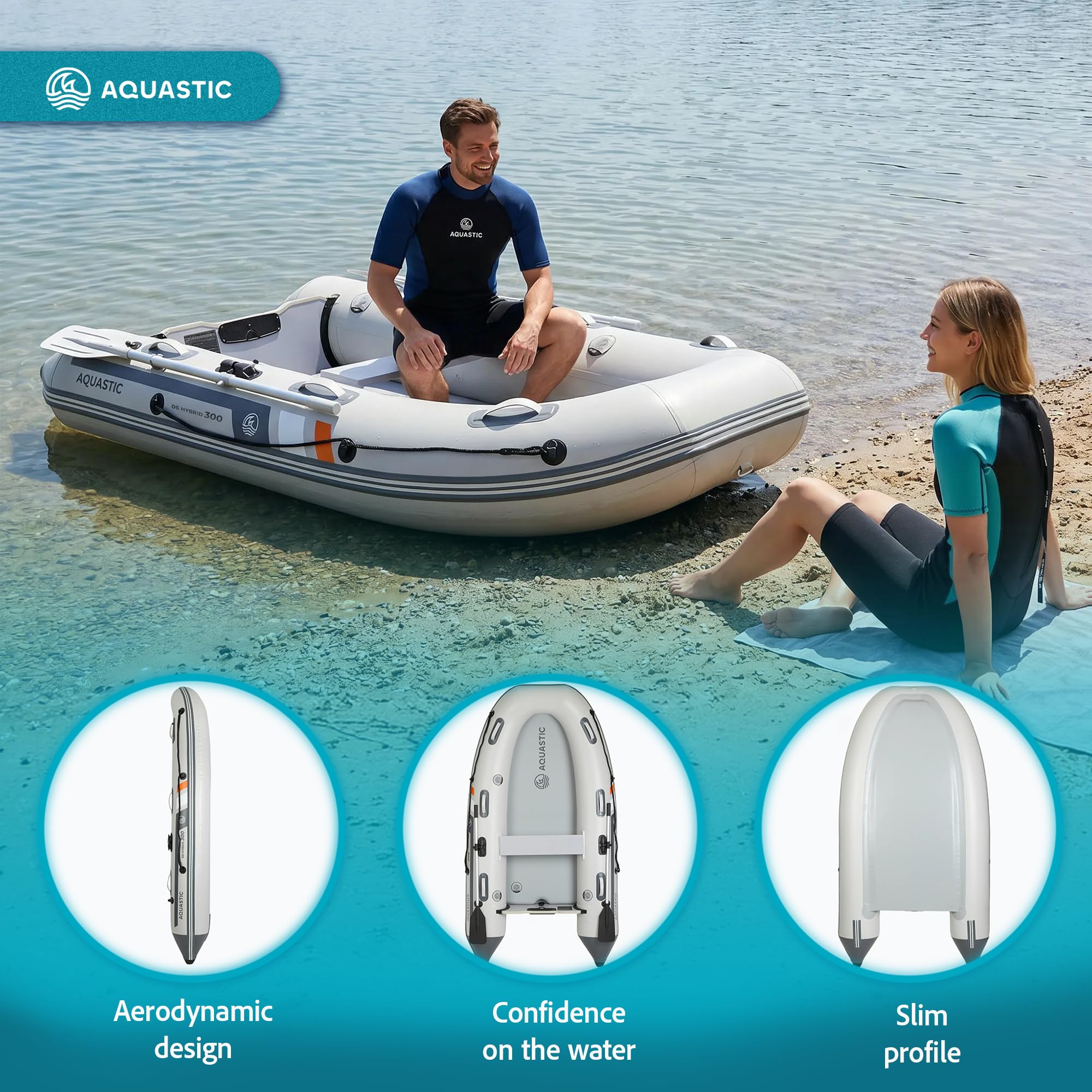 AQUASTIC DS Hybrid bateau gonflable 4 personnes Drop-Stitch
