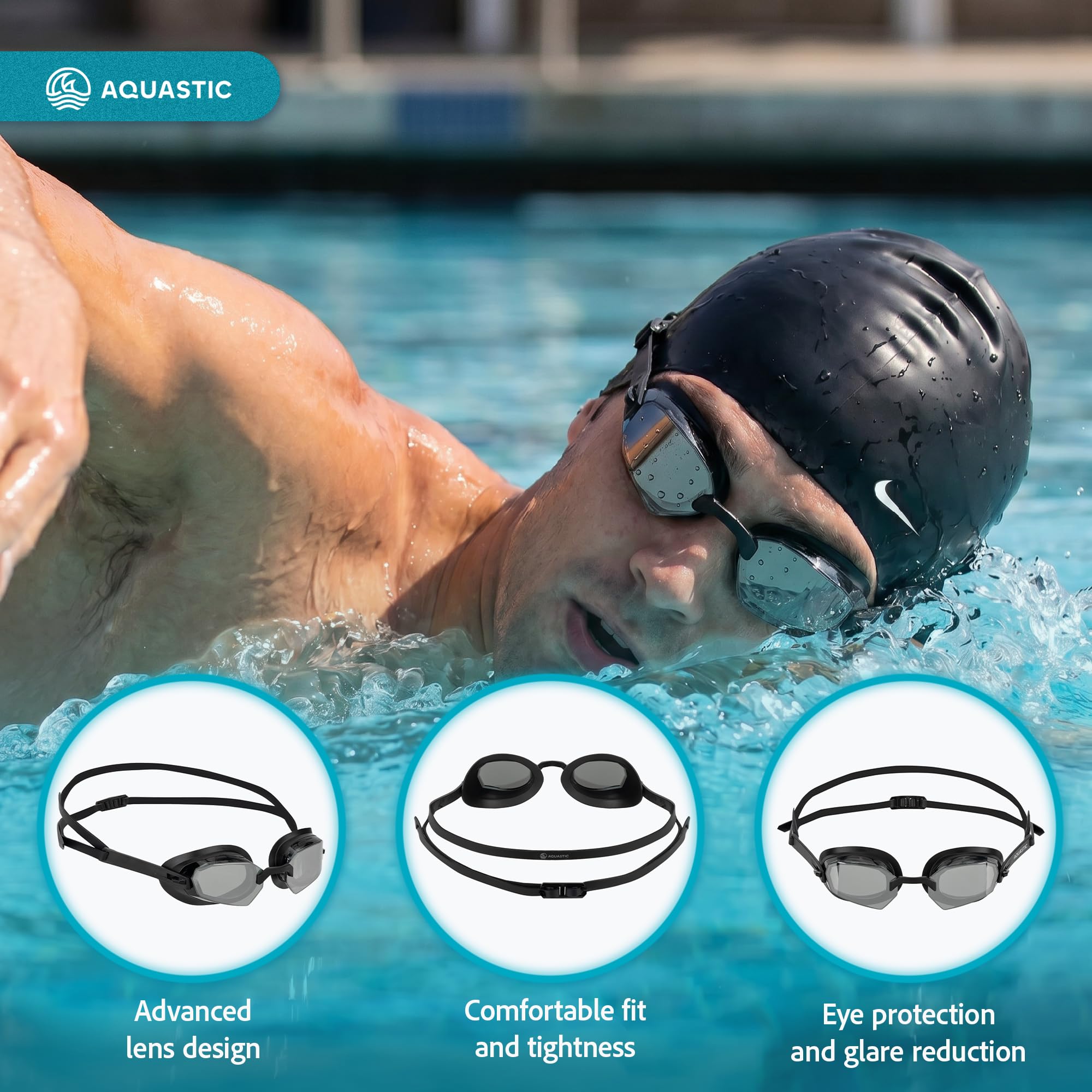 AQUASTIC Shako lunettes de natation miroir anti-buée
