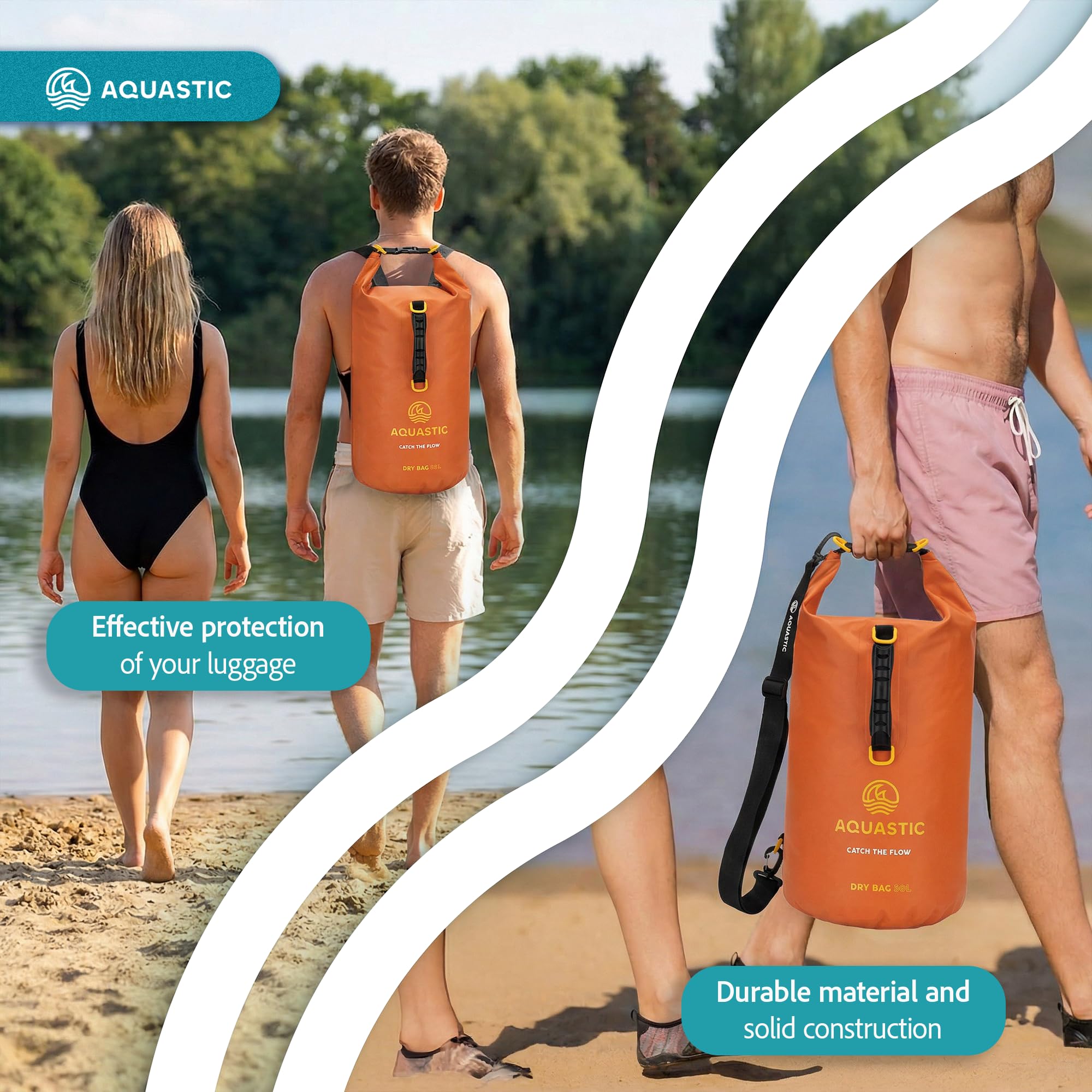 AQUASTIC sac étanche 30L orange PVC paddle