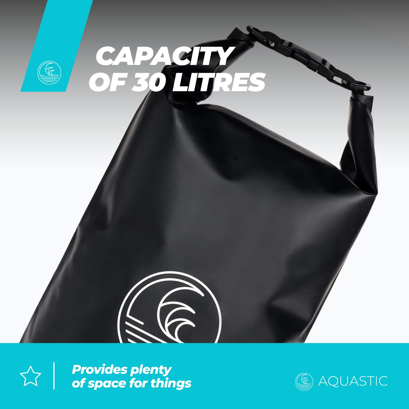 AQUASTIC HT-2225-5 sac étanche 30 L noir PVC 500D