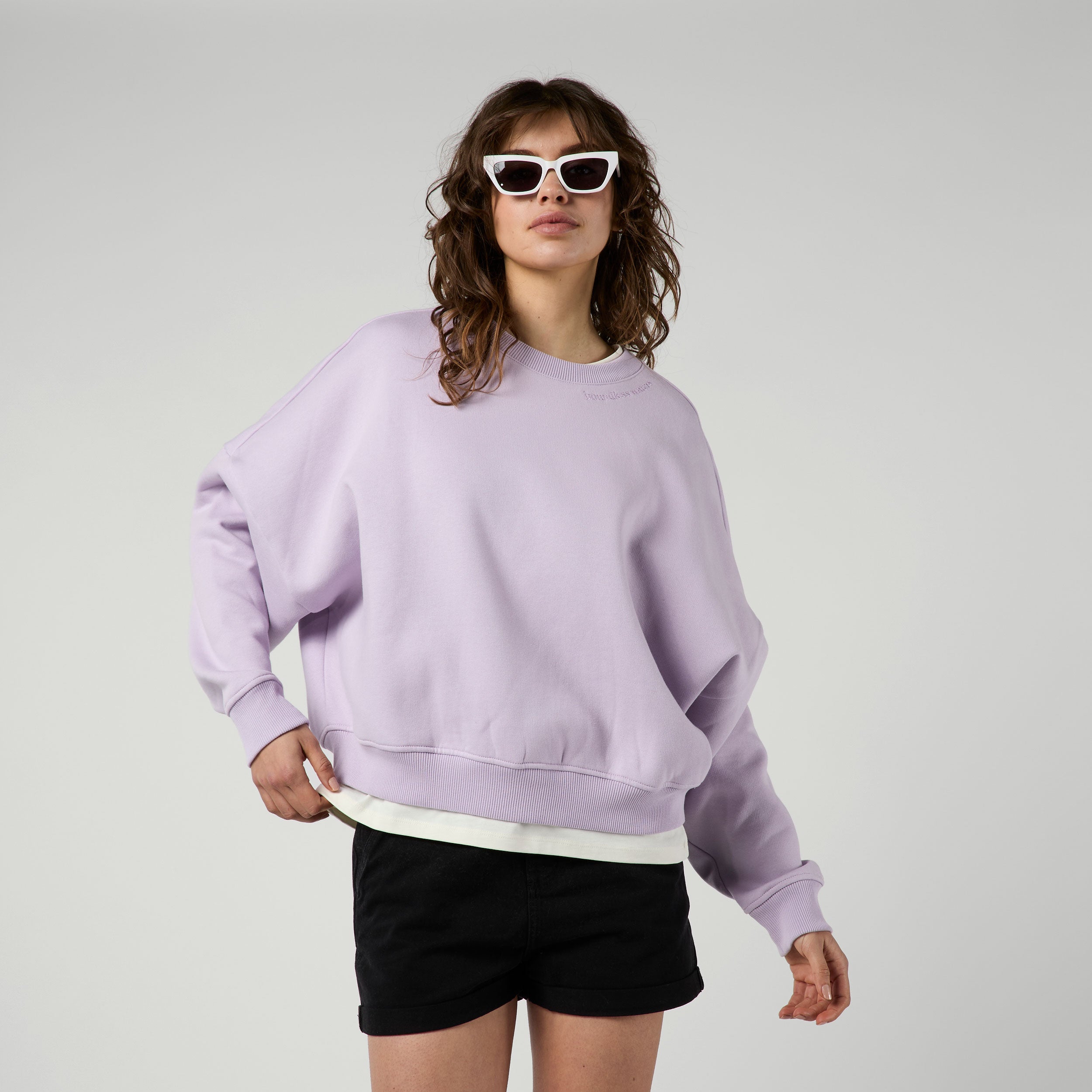 Mystic Dropped Shoulder Crew sweat femme lilas
