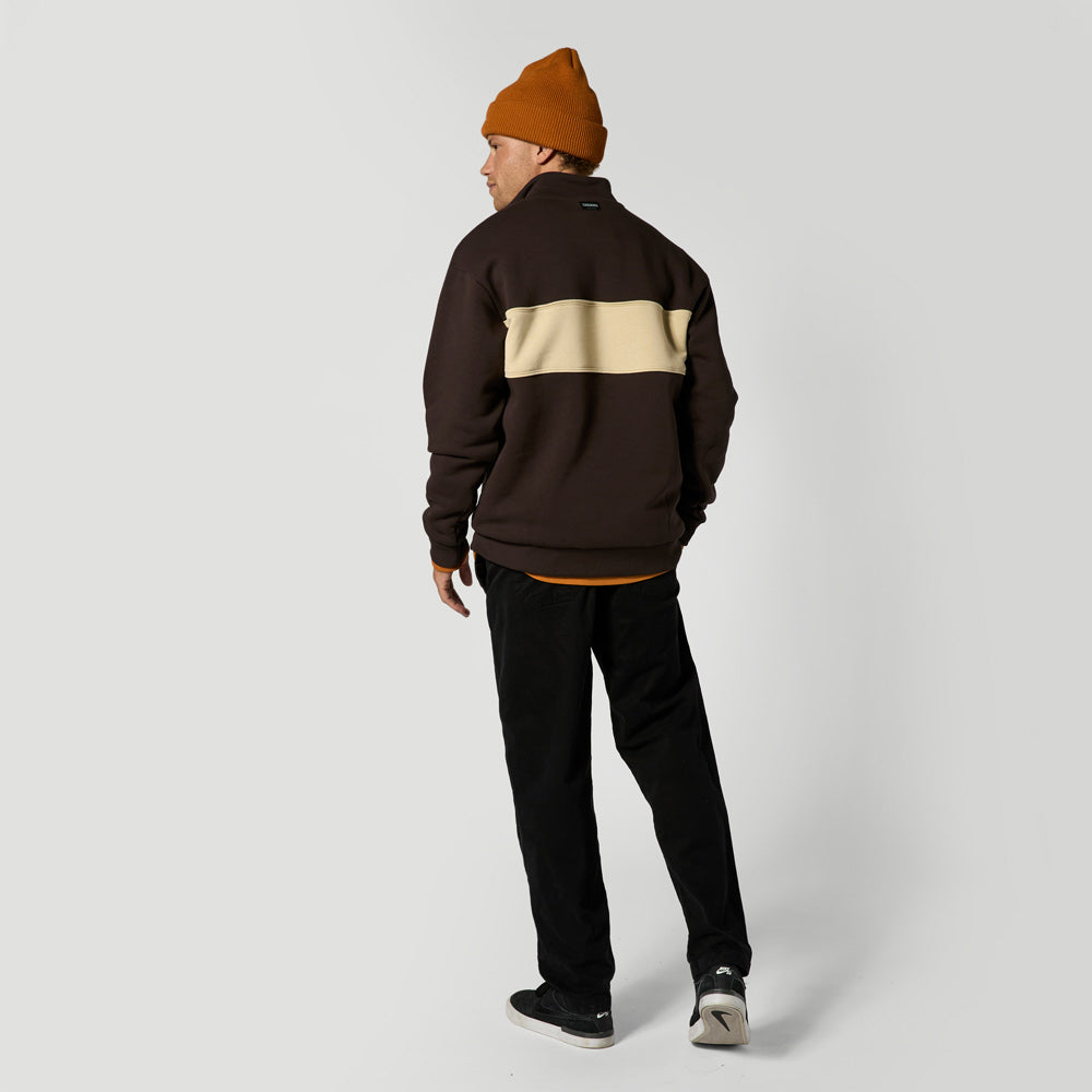 Mystic Slate sweat zippé col montant marron molleton lourd