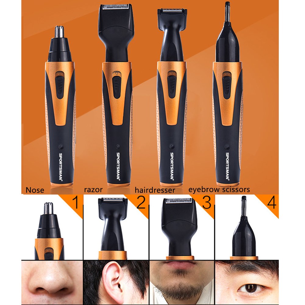 FLYBOO 4 en 1 tondeuse nez rechargeable 4 têtes