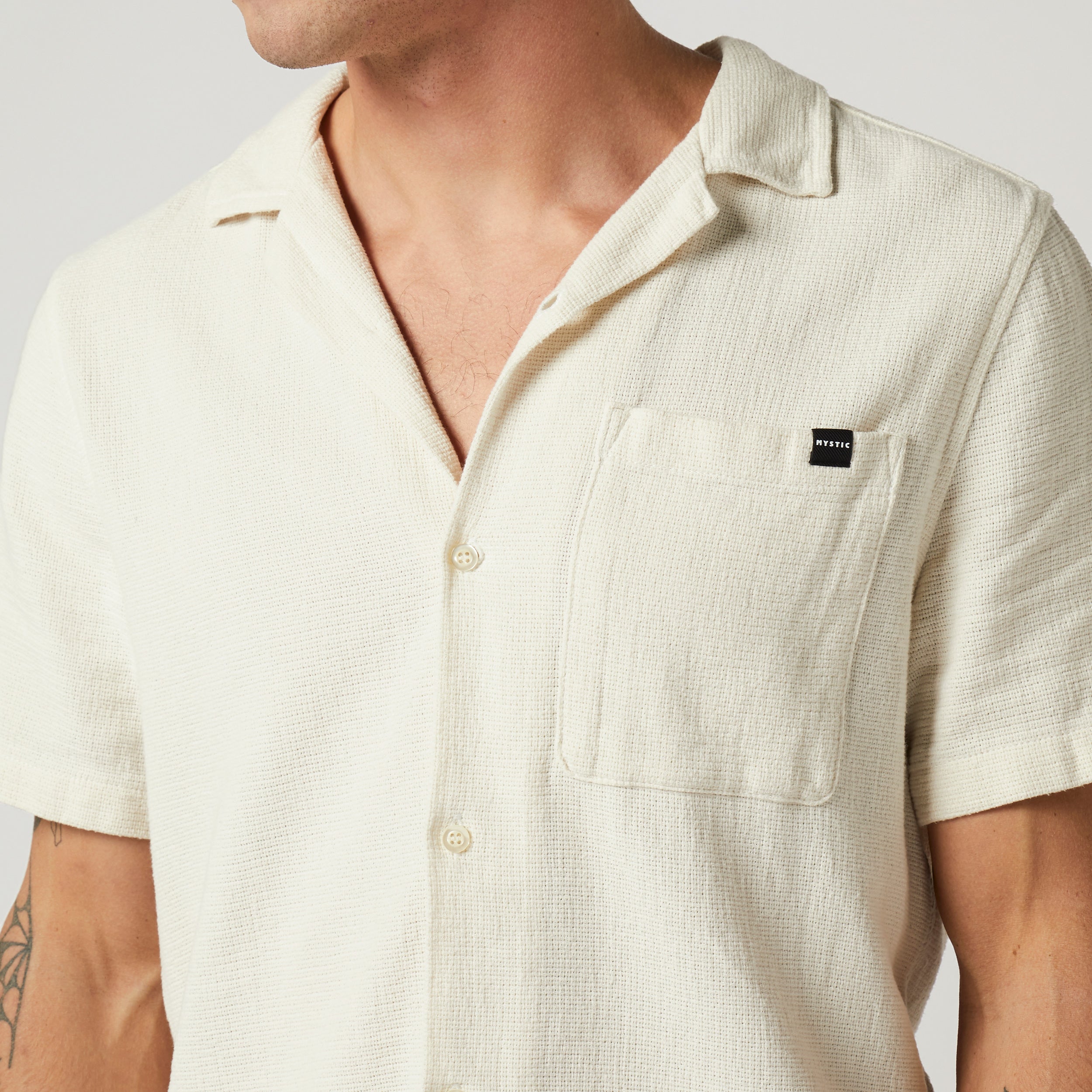 Mystic Last Light chemise homme blanc cassé L coton poche