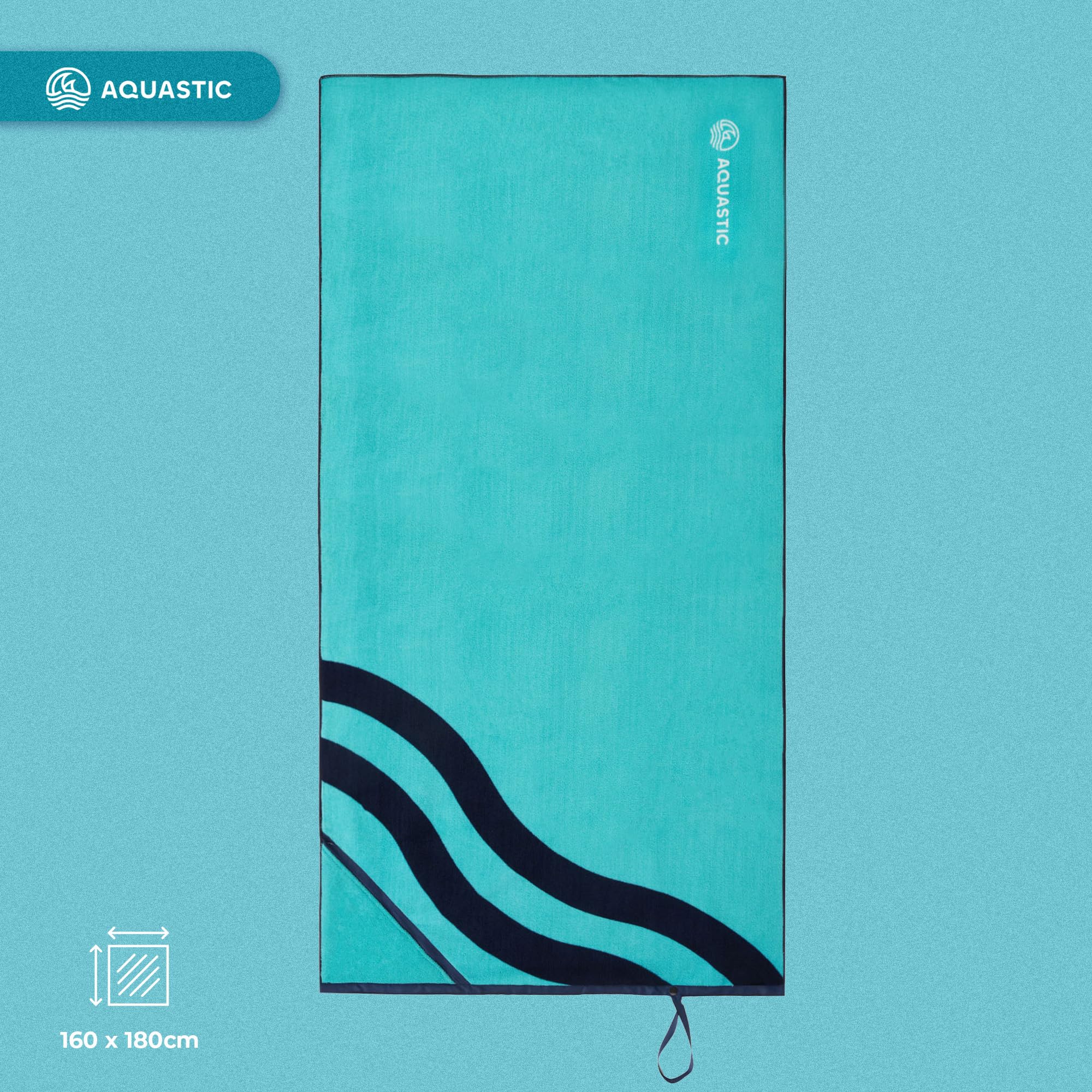 AQUASTIC Wavey Towel Serviette 160x80 bleu marine