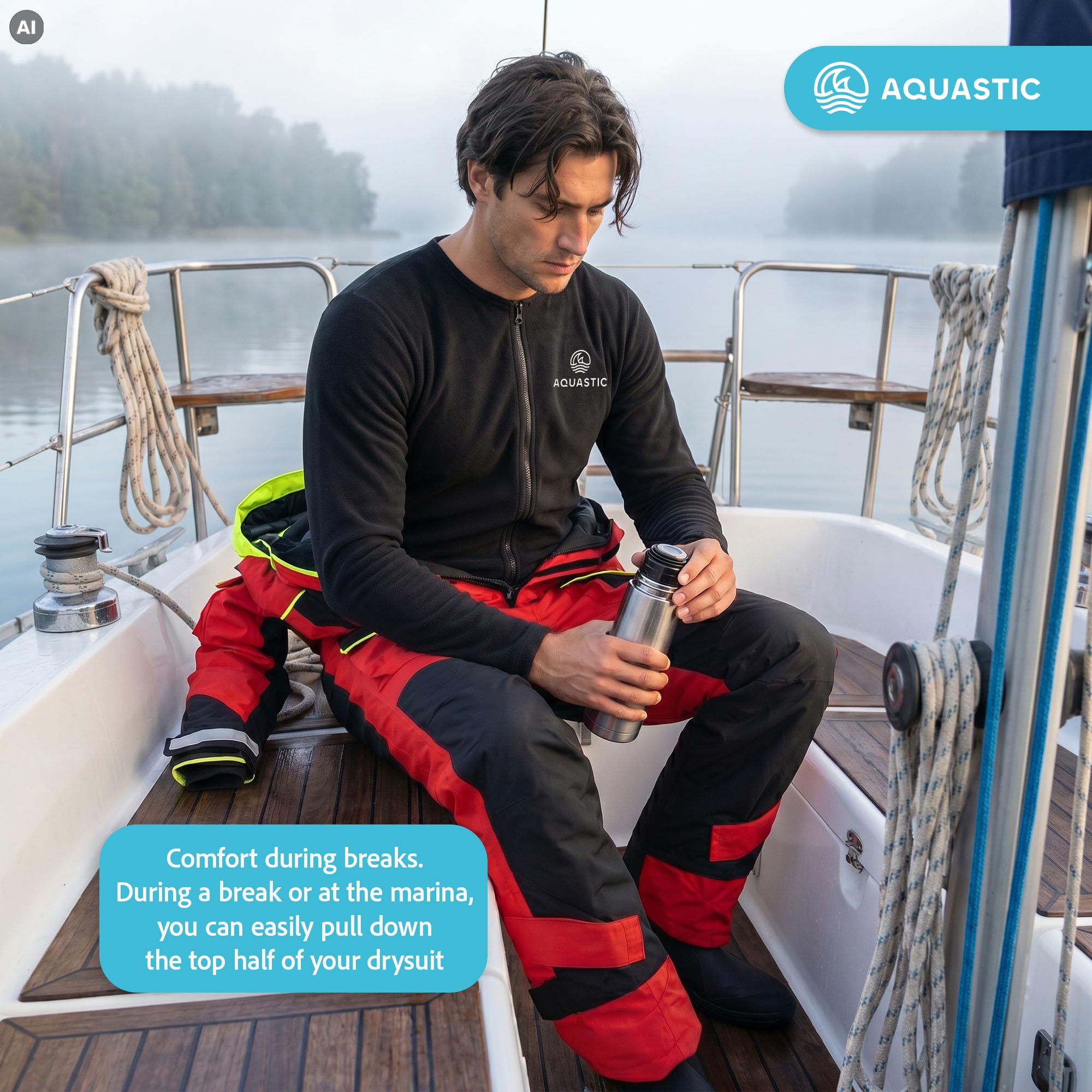 AQUASTIC Outrun sous-vêtement polaire homme noir S-XXL