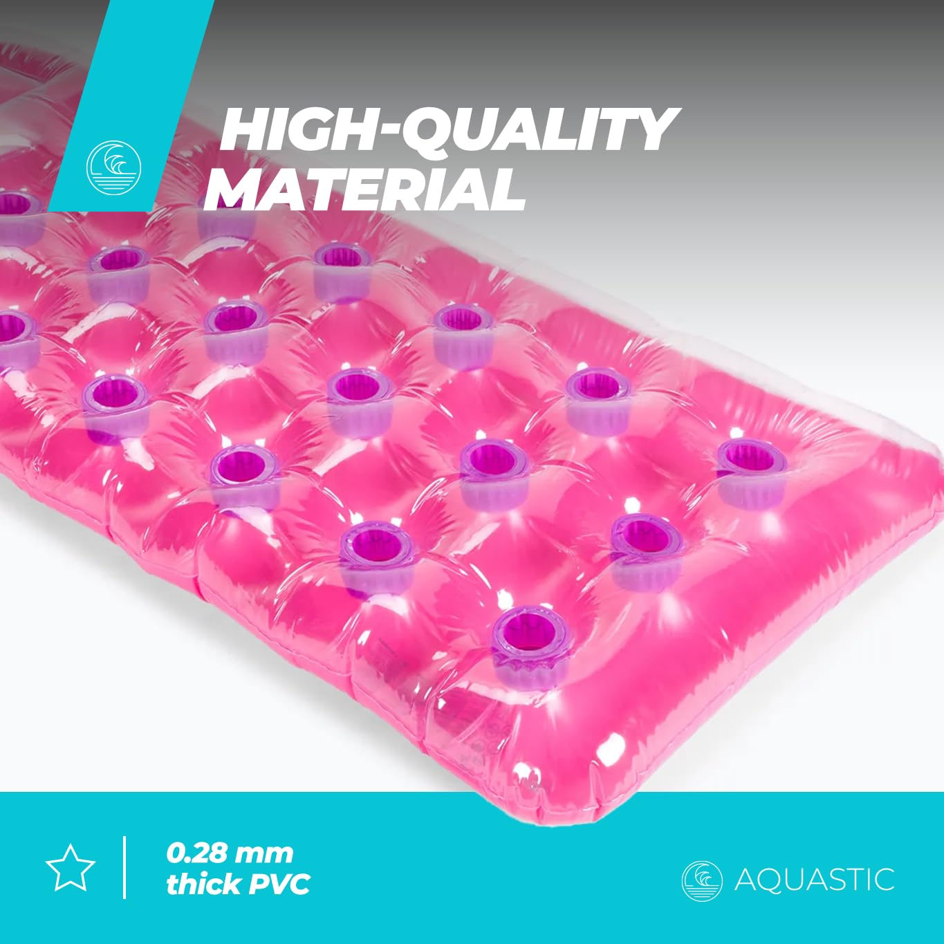 AQUASTIC ASM-188P matelas gonflable rose 188 cm avec oreiller