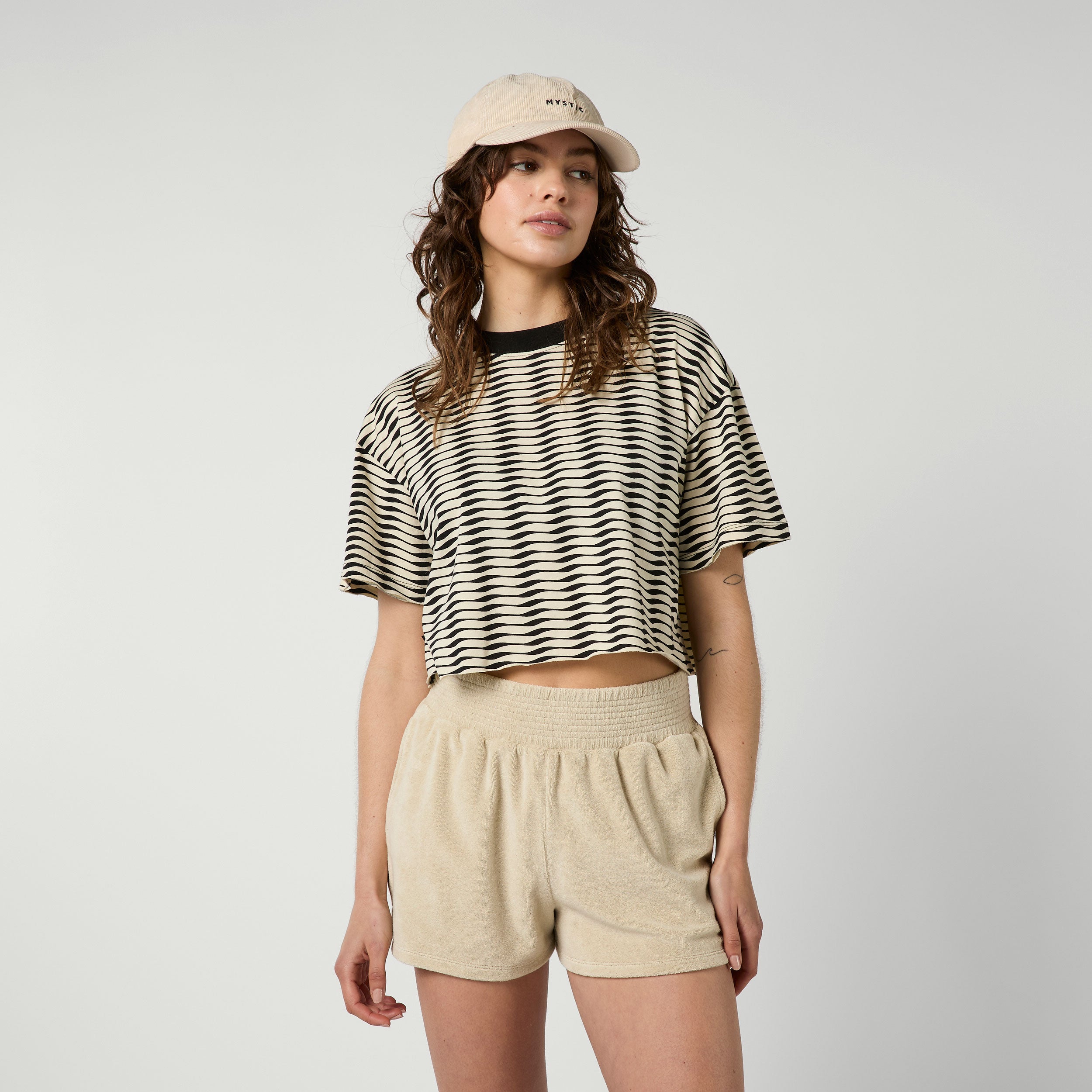 Mystic Duet Tee t-shirt femme sable coton cropped
