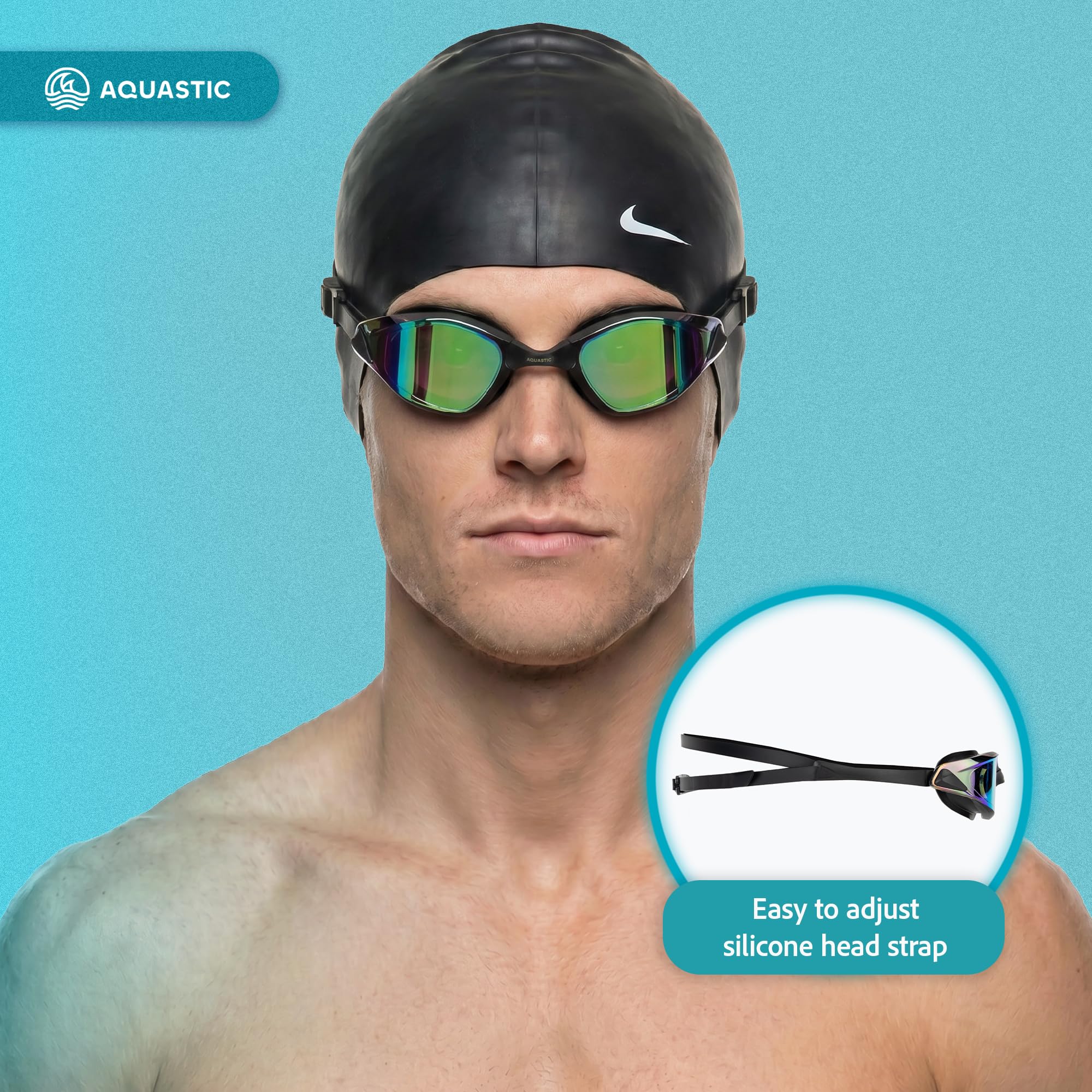 AQUASTIC Micta lunettes natation compétition noir miroir