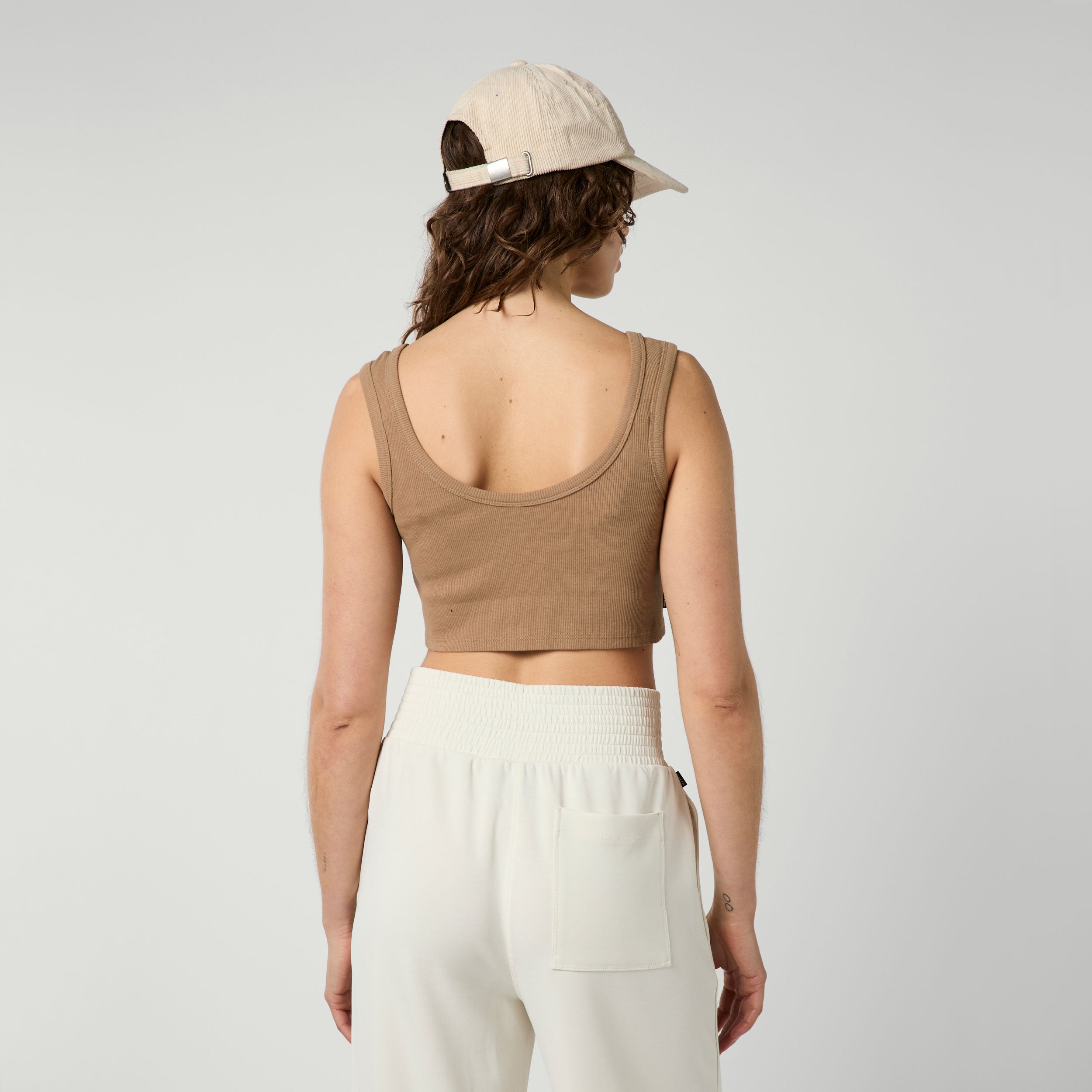 Mystic Glow Crop Tank débardeur femme marron côtelé