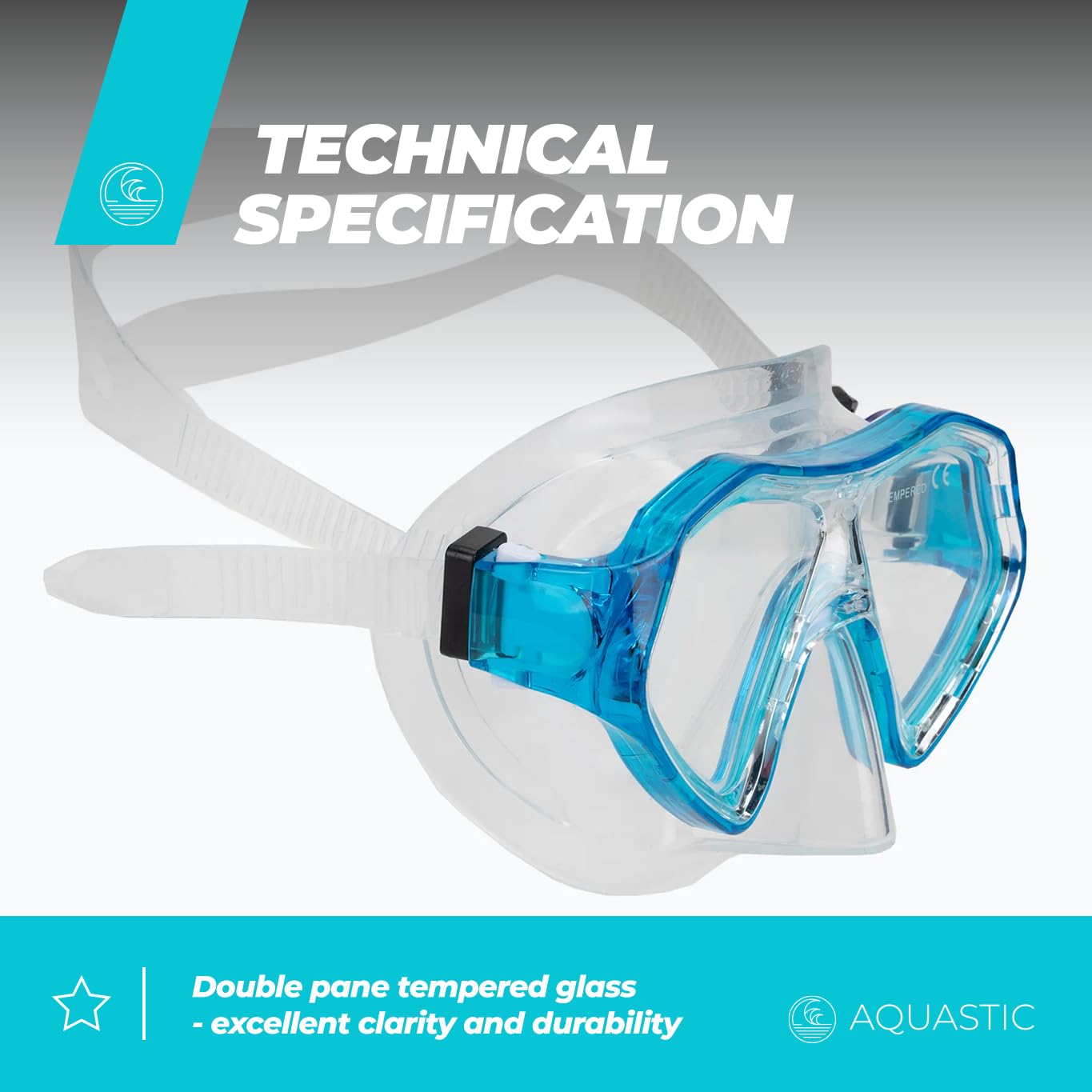 AQUASTIC Kit Snorkeling Enfant 3-en-1 Masque Palmes Tuba 33/38