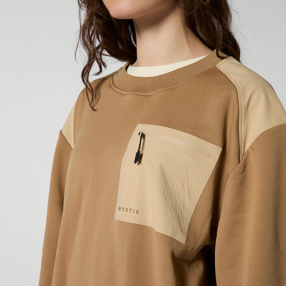 Mystic Conflux Crew sweat Slate Brown polaire stretch