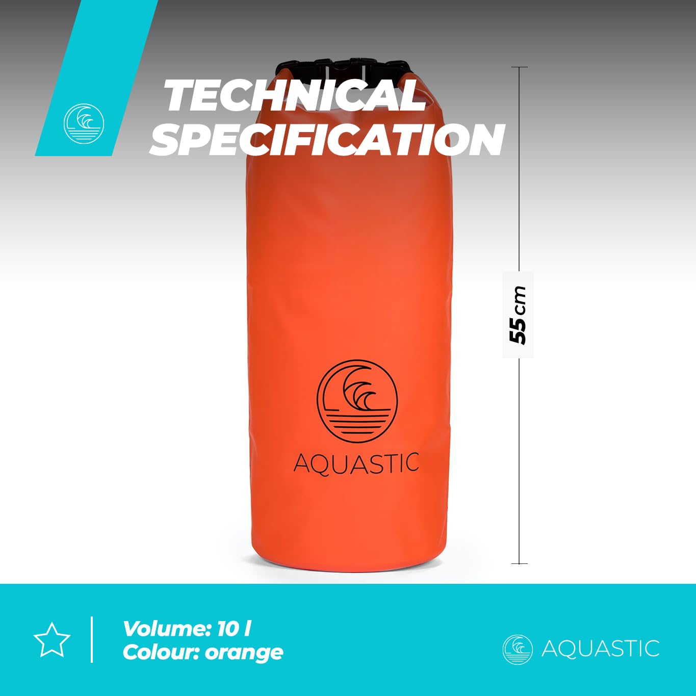 AQUASTIC sac étanche 10 L orange PVC 500D visible