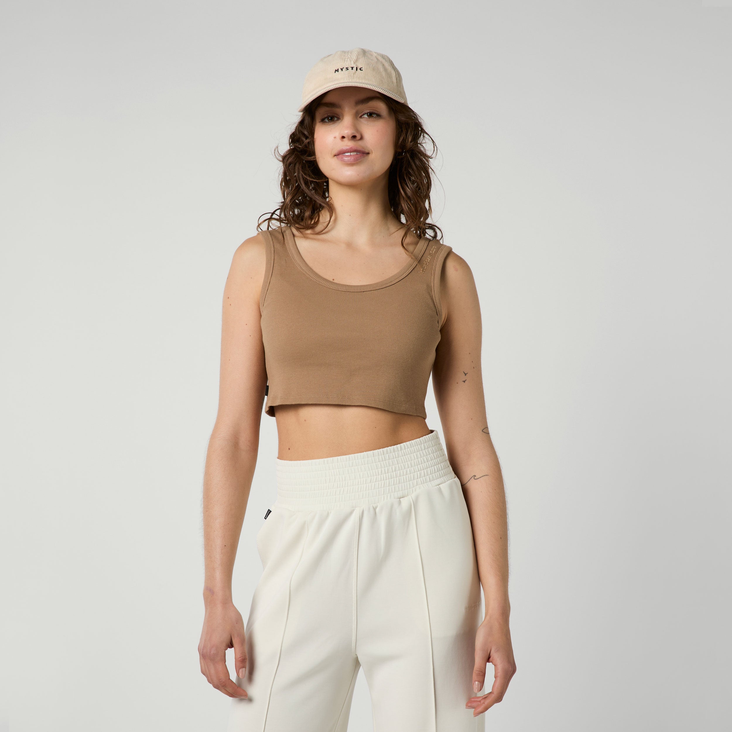 Mystic Glow Crop Tank débardeur femme marron côtelé