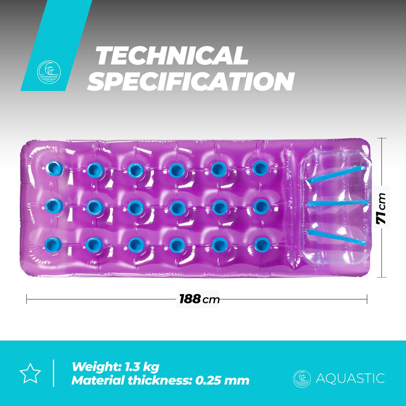 AQUASTIC ASM-188V matelas gonflable 188x71 cm violet