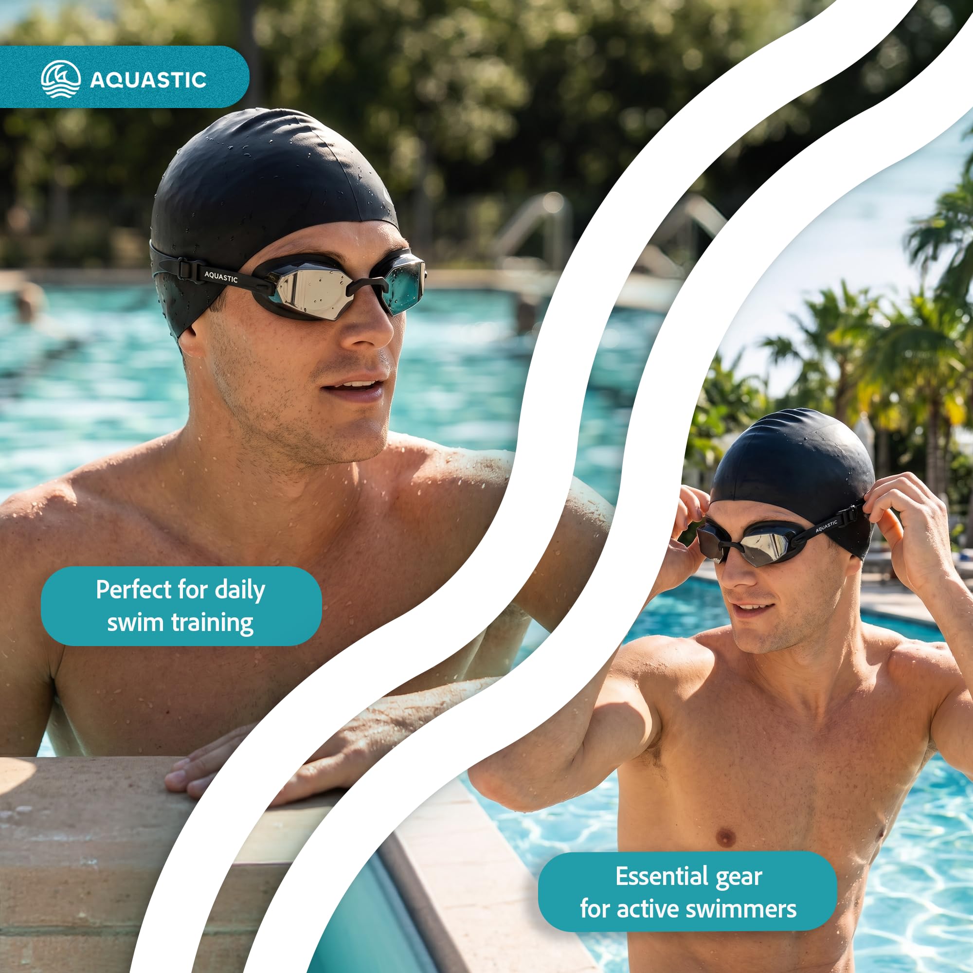 AQUASTIC Shako lunettes de natation miroir anti-buée