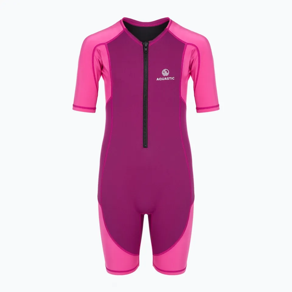 AQUASTIC Wavey combinaison néoprène enfant shorty 1,5 mm rose