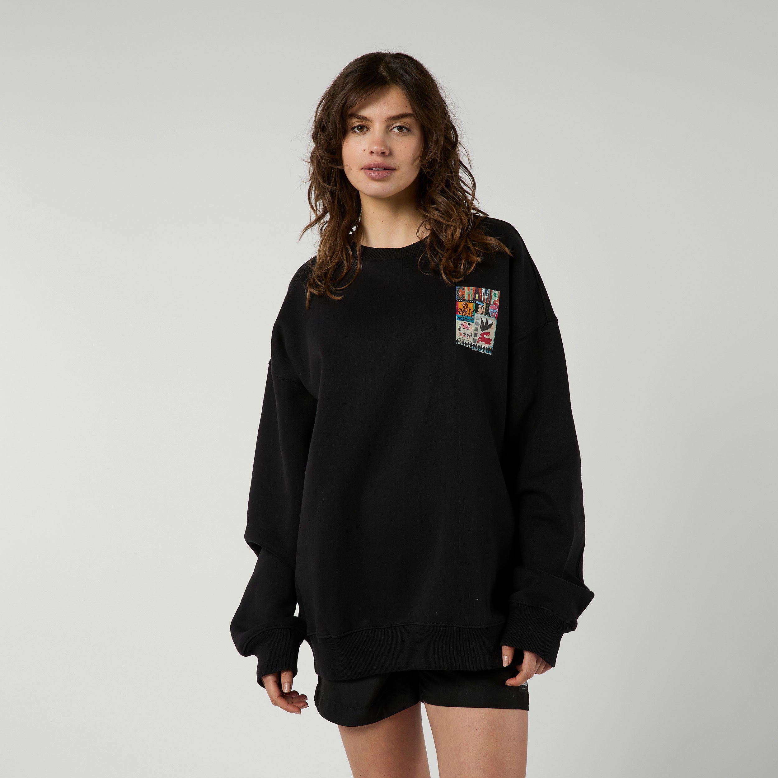 Mystic Funk sweat col rond noir coton