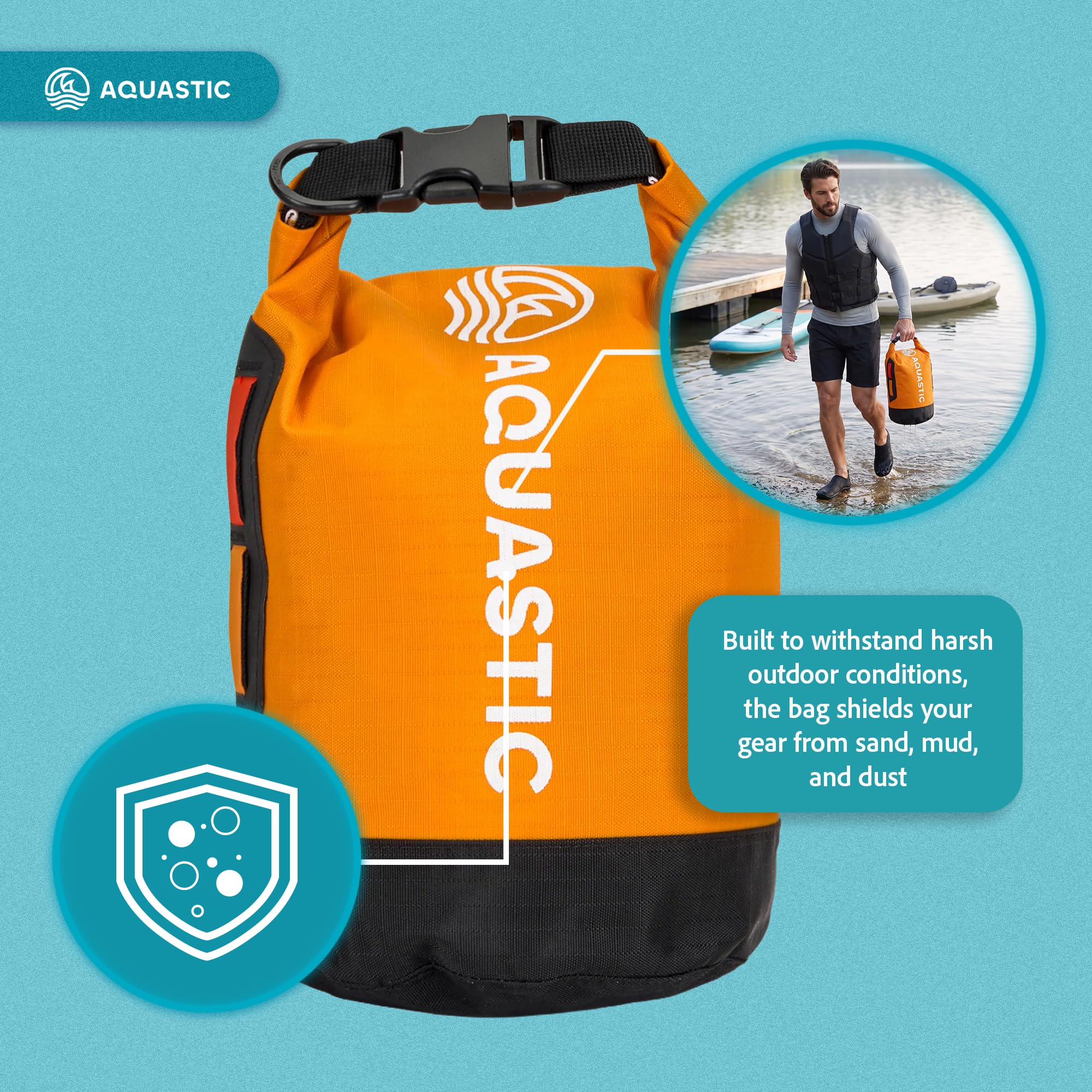 AQUASTIC dry bag sac étanche orange 8 L Nylon TPU