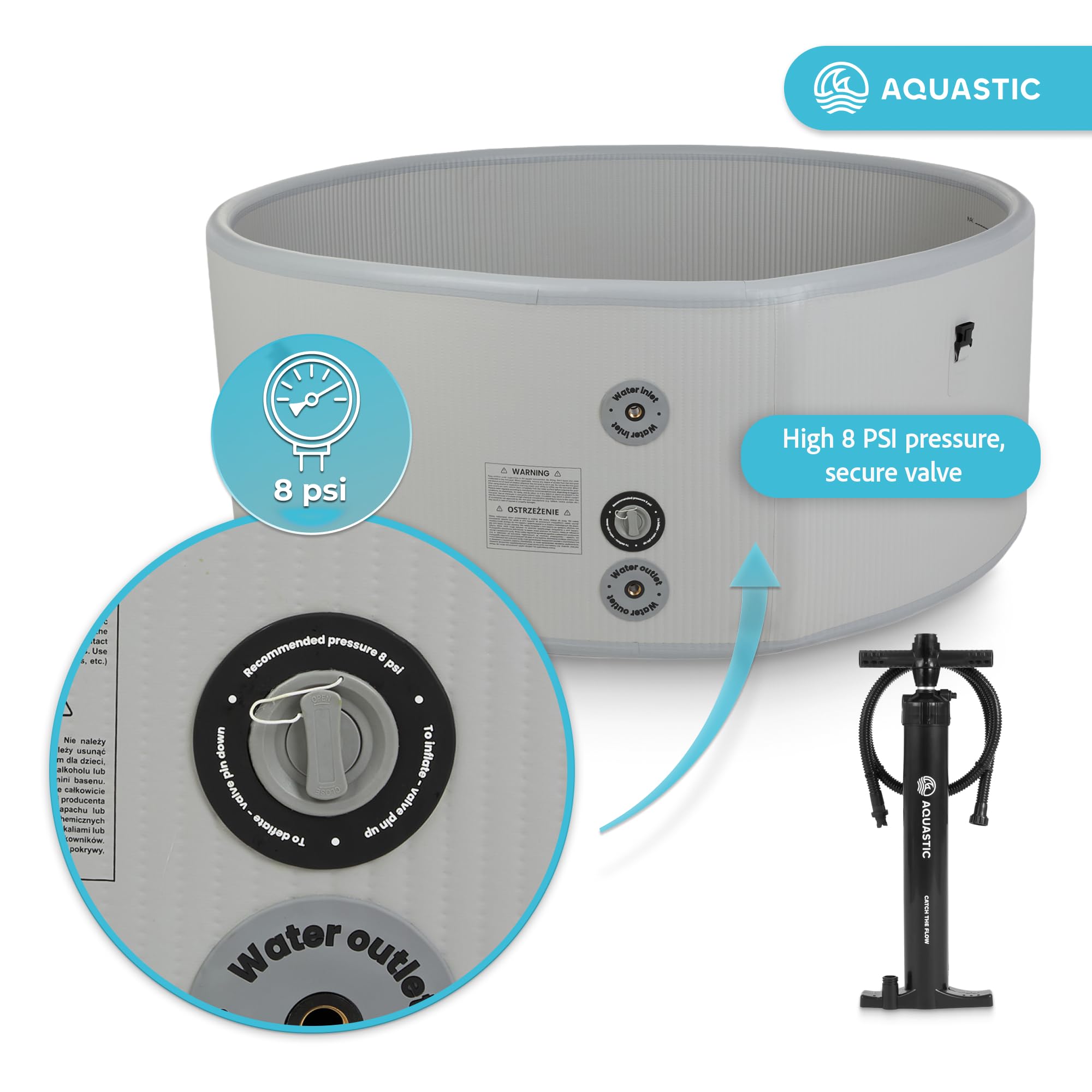 AQUASTIC ONSEN bain de glace gonflable 1200 L 178 cm Drop Stitch