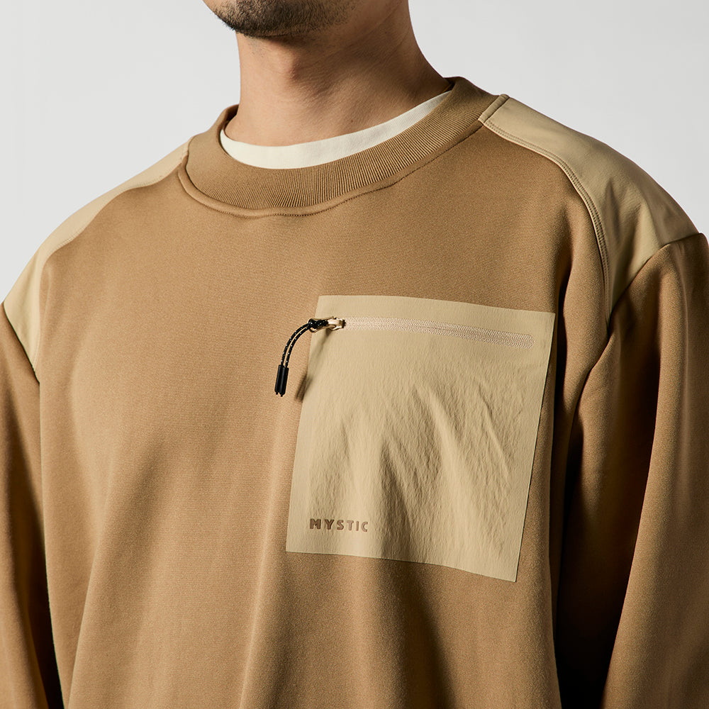 Mystic Conflux Crew sweat Slate Brown polaire stretch