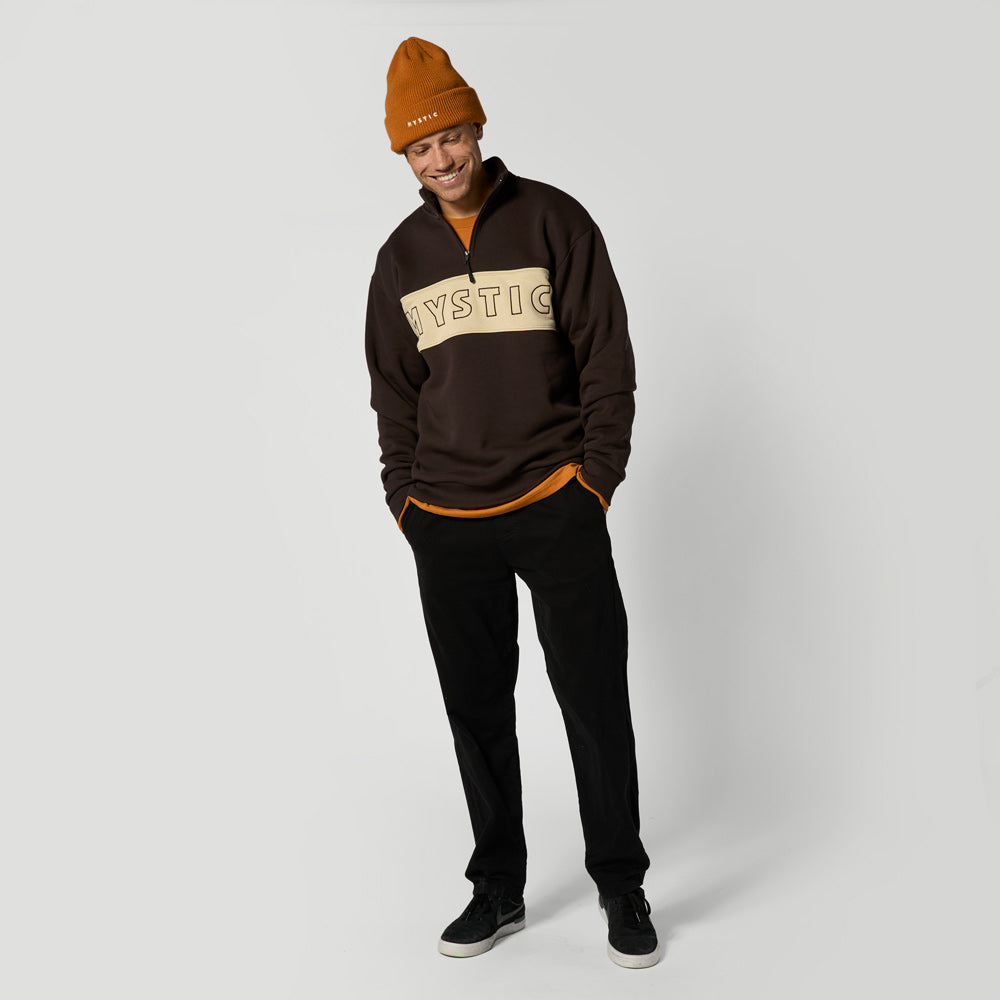 Mystic Slate sweat zippé col montant marron molleton lourd