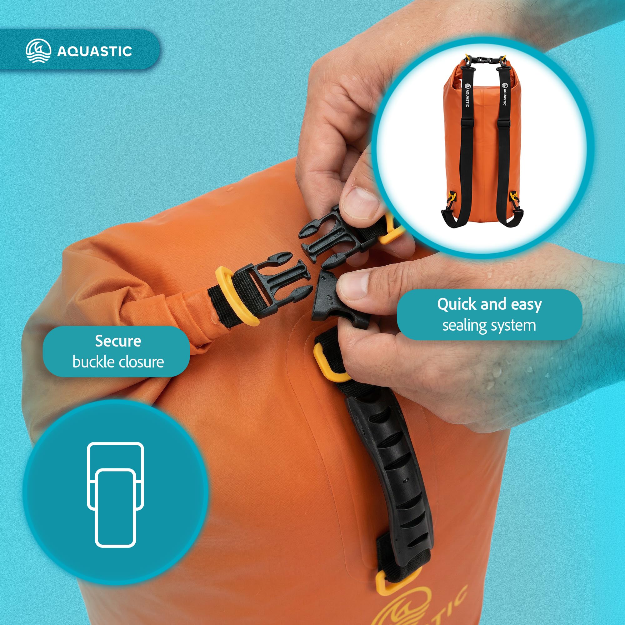 AQUASTIC sac étanche 30L orange PVC paddle