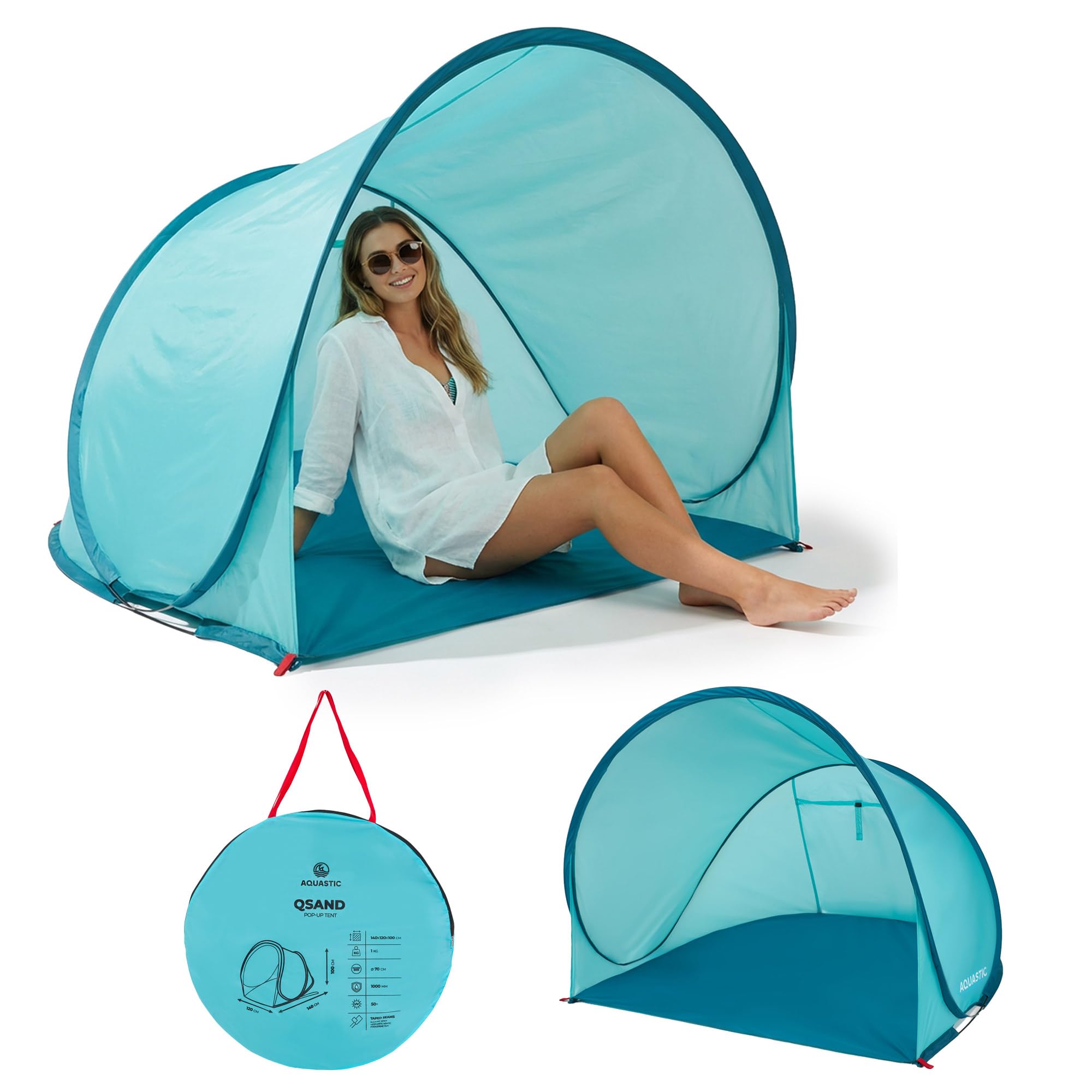 AQUASTIC Qsand tente de plage 140x120 cm 3 places