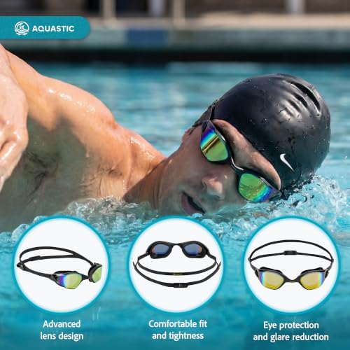 AQUASTIC Micta lunettes natation compétition noir miroir