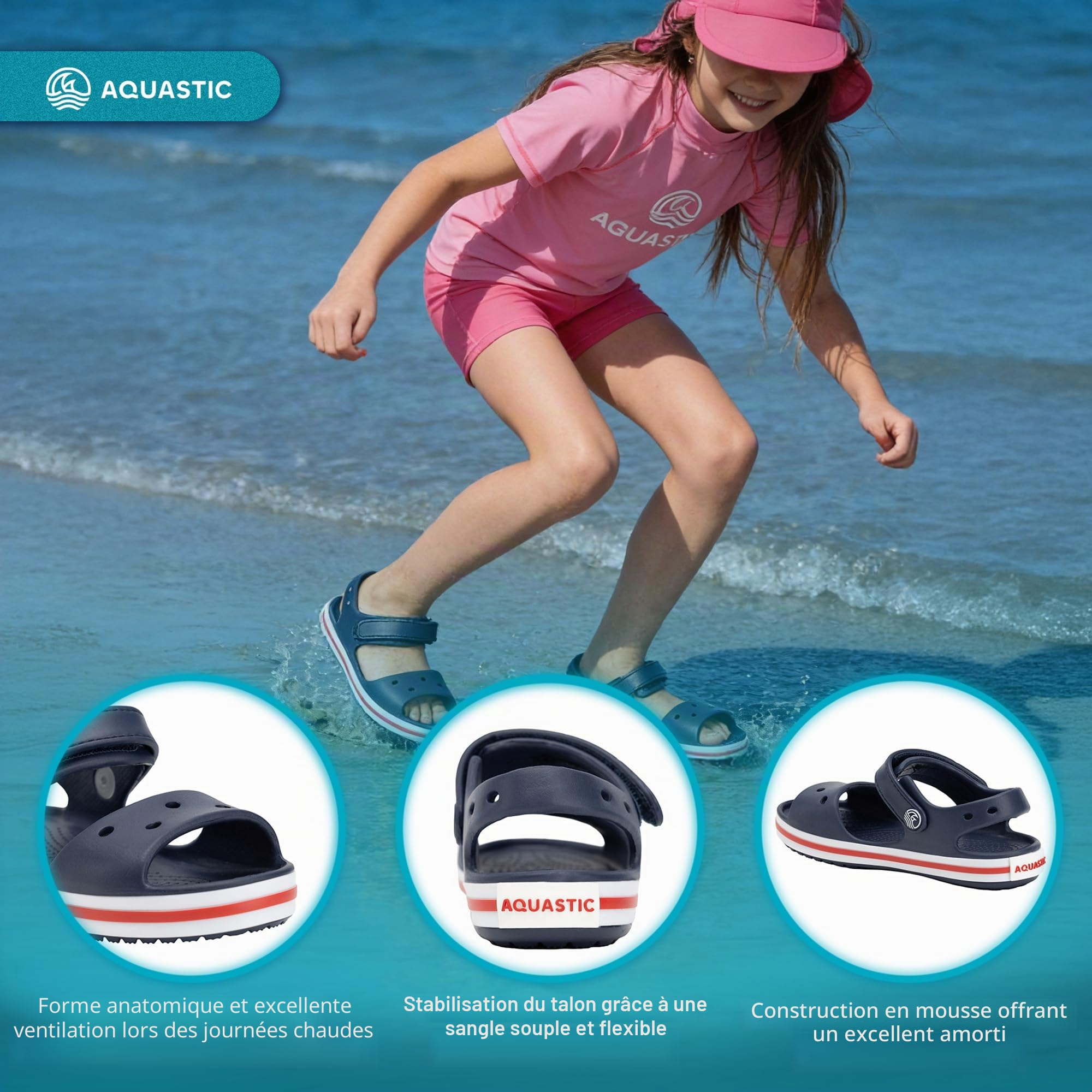 AQUASTIC Sandi Jr sandales enfant EVA séchage rapide