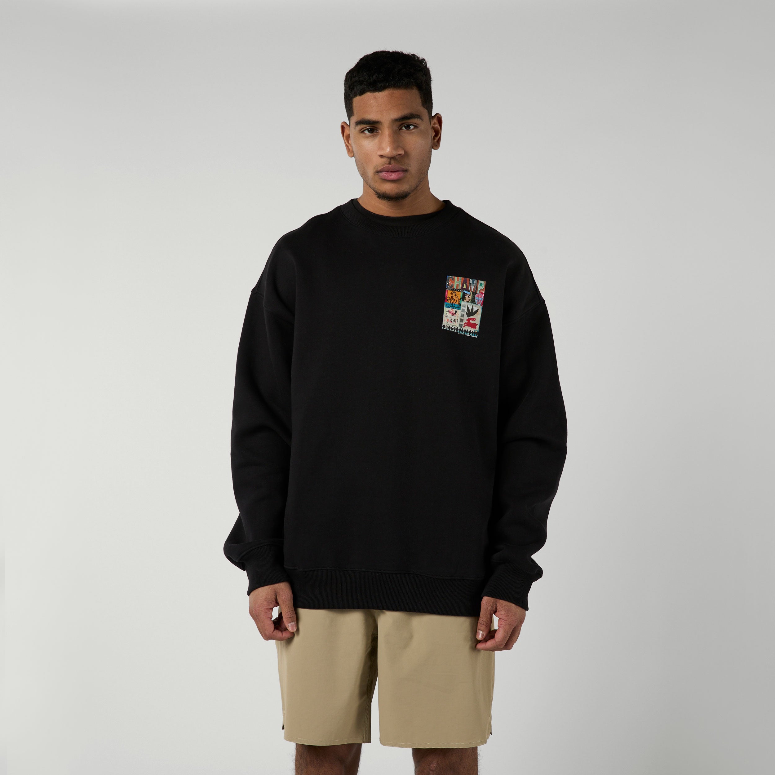Mystic Funk sweat col rond noir coton