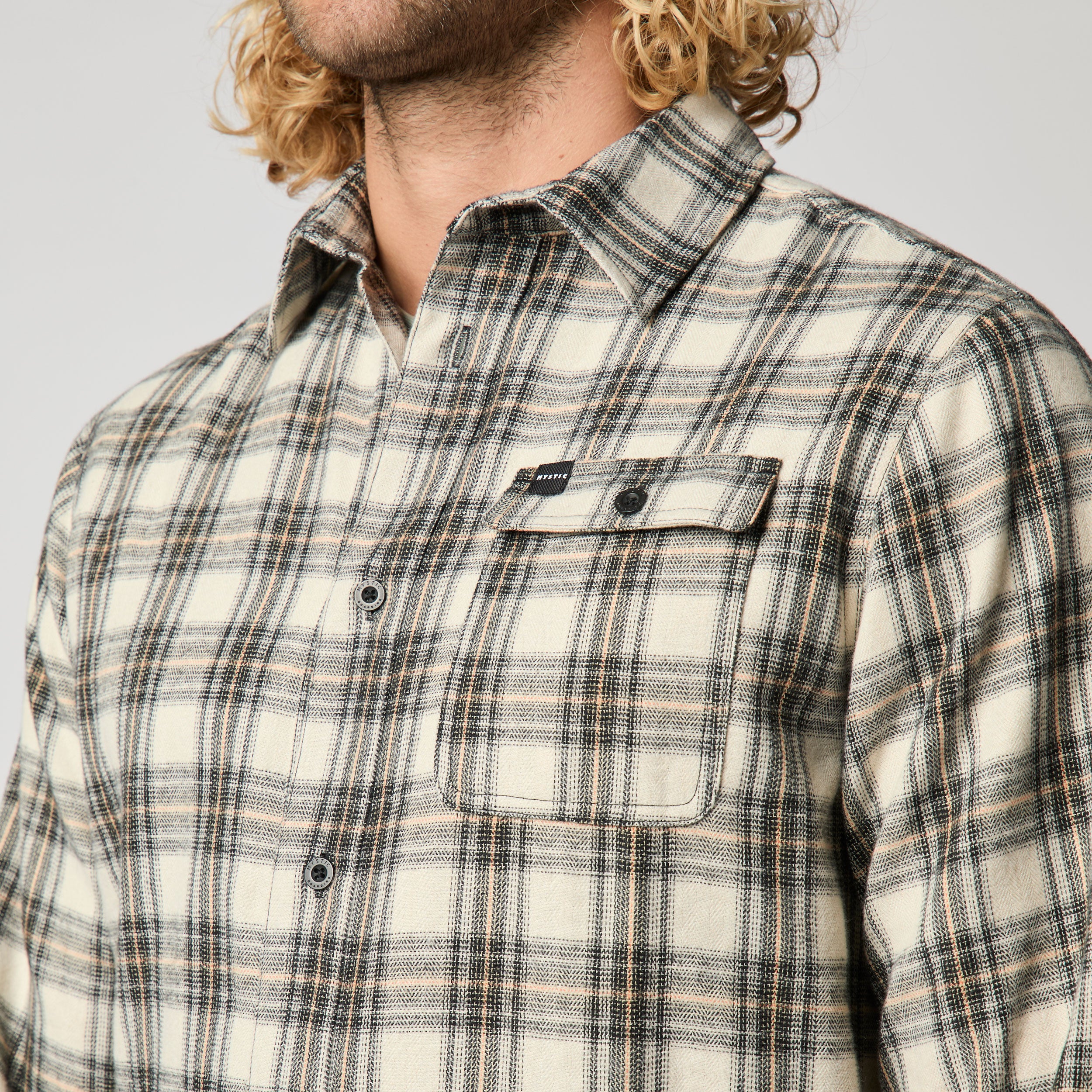 Mystic Check Shirt chemise carreaux homme blanc cassé flanelle