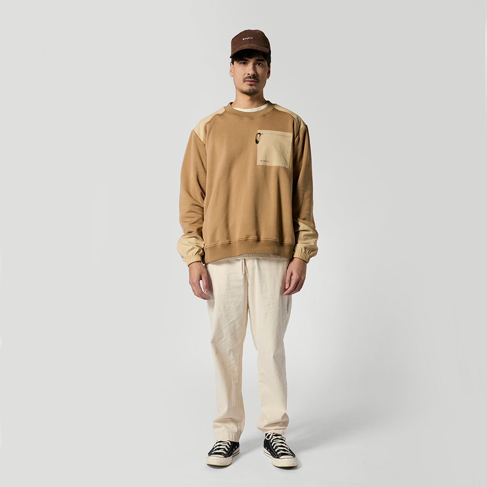 Mystic Conflux Crew sweat Slate Brown polaire stretch