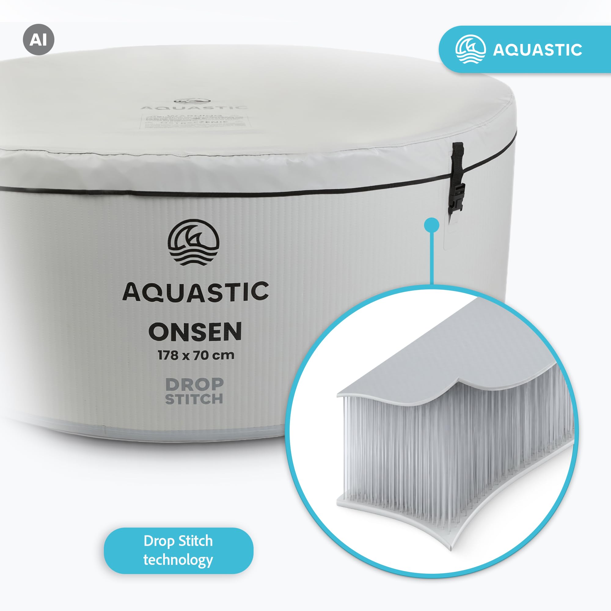 AQUASTIC ONSEN bain de glace gonflable 1200 L 178 cm Drop Stitch