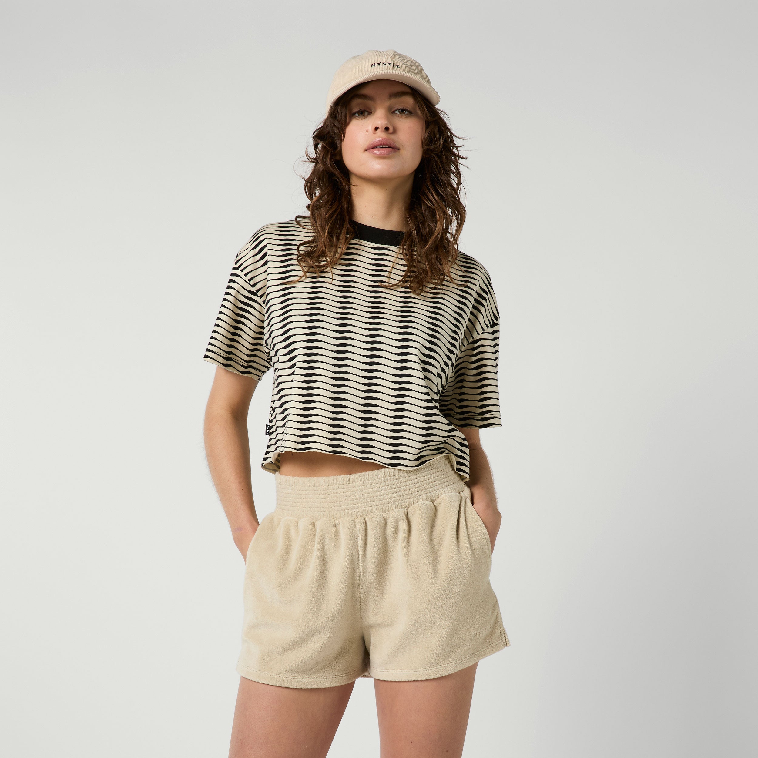 Mystic Duet Tee t-shirt femme sable coton cropped