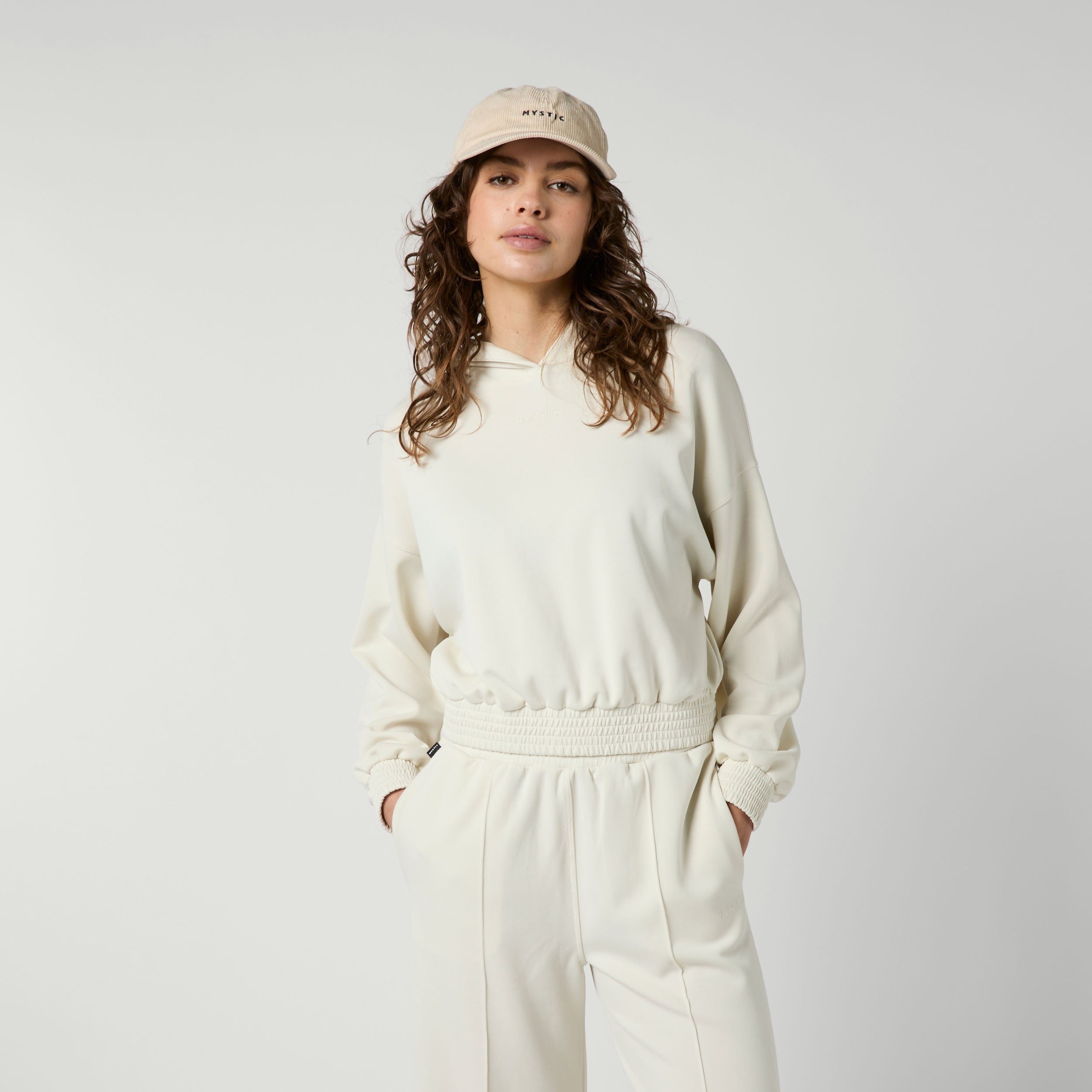 Mystic Breezy Hood sweat à capuche femme Dirty White cropped
