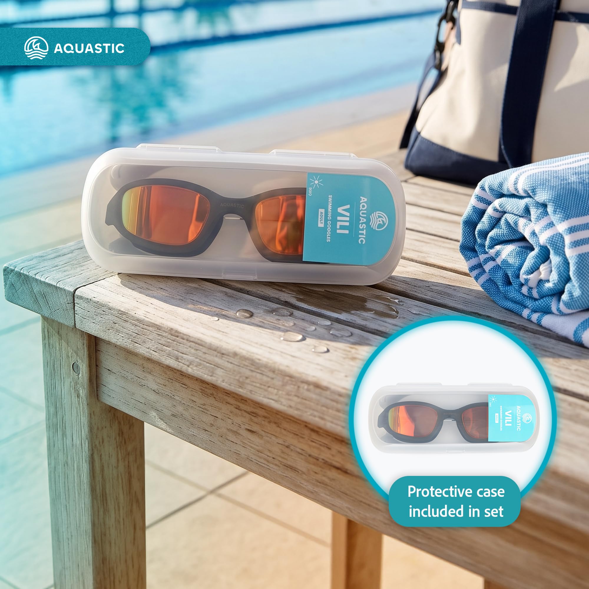 AQUASTIC Vili lunettes de natation miroir noires