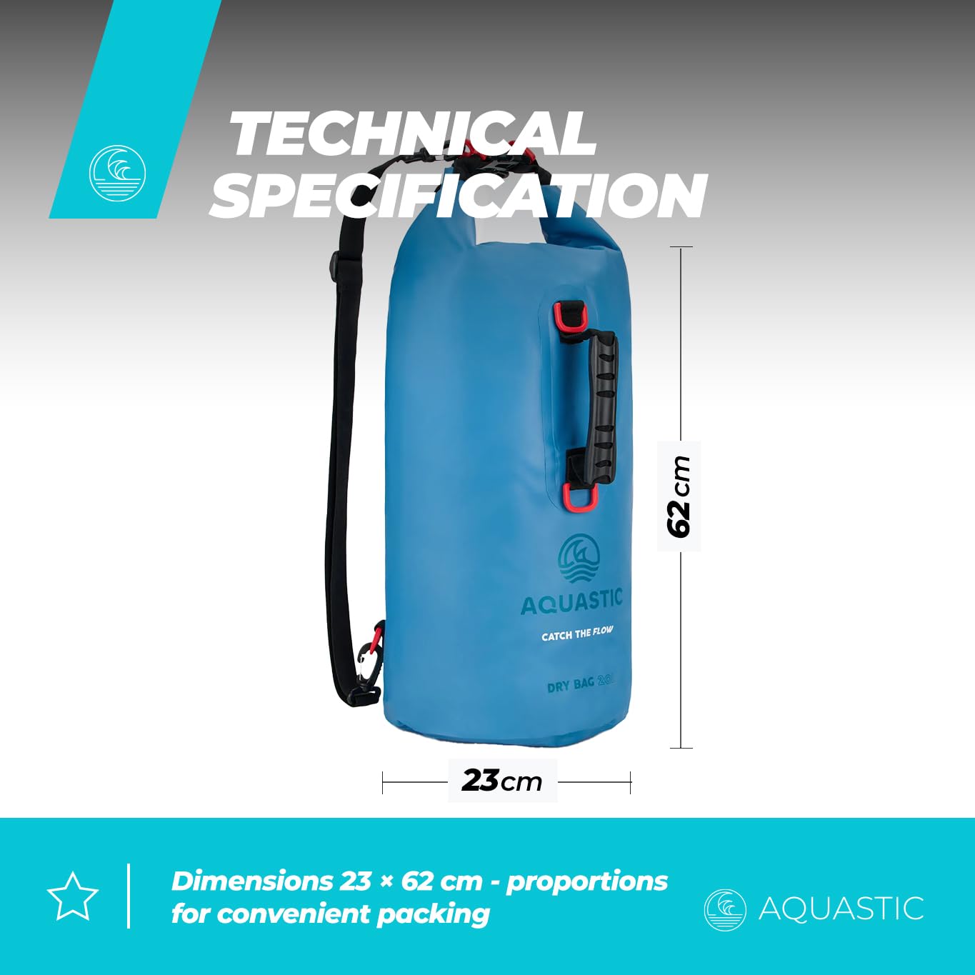 AQUASTIC Sac Étanche 20 L PVC 500D à bretelles