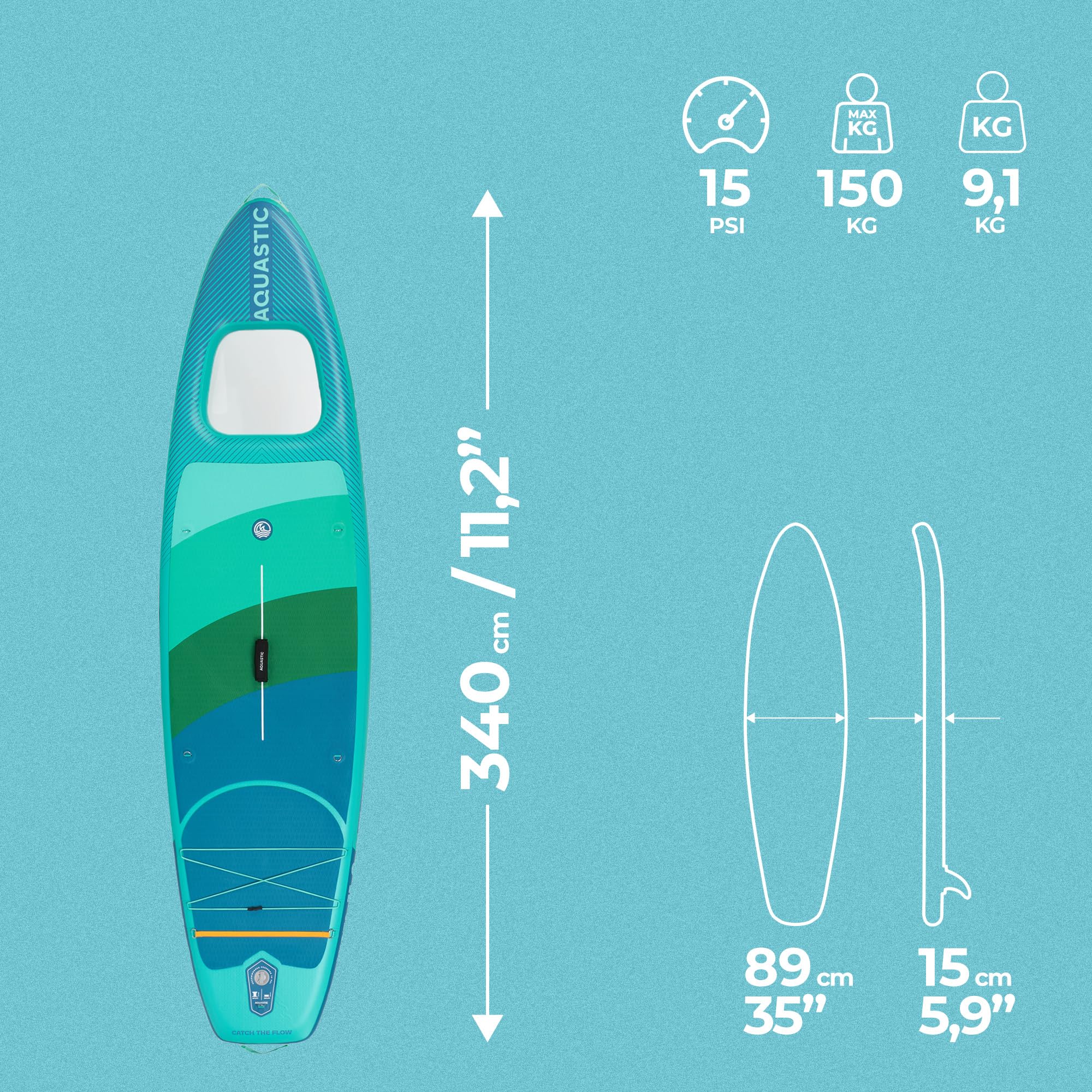 AQUASTIC Vista 11'2 Stand Up Paddle Gonflable 340x89 cm 150 kg
