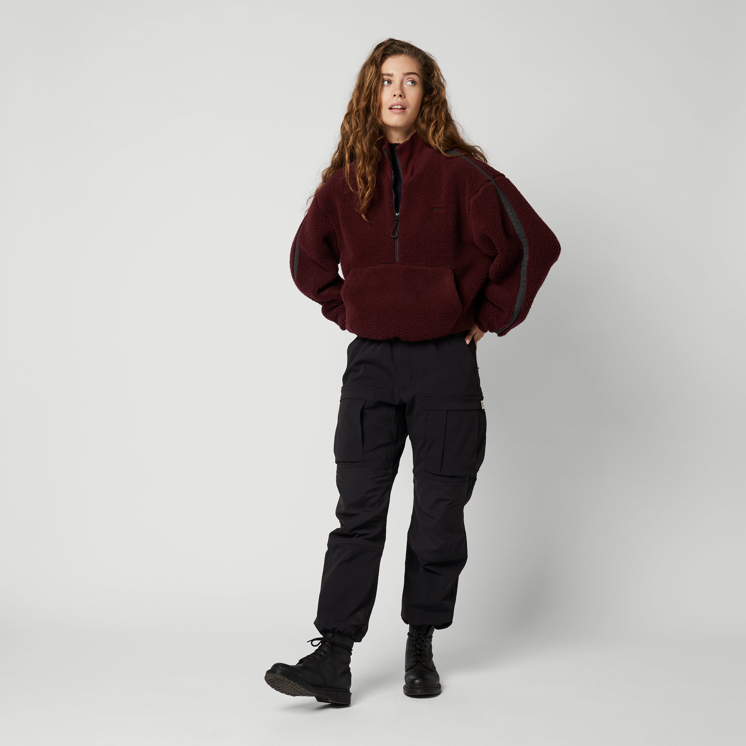 Mystic Teddy Zip Up Sweat femme rouge bordeaux L polaire