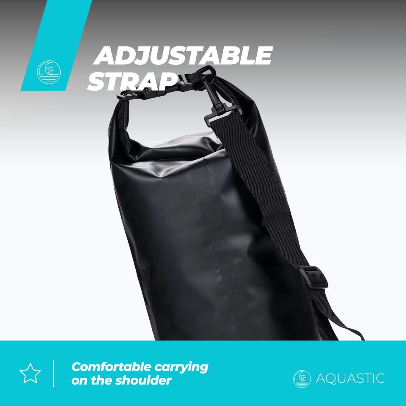 AQUASTIC sac étanche 10 L noir PVC 500D bandoulière