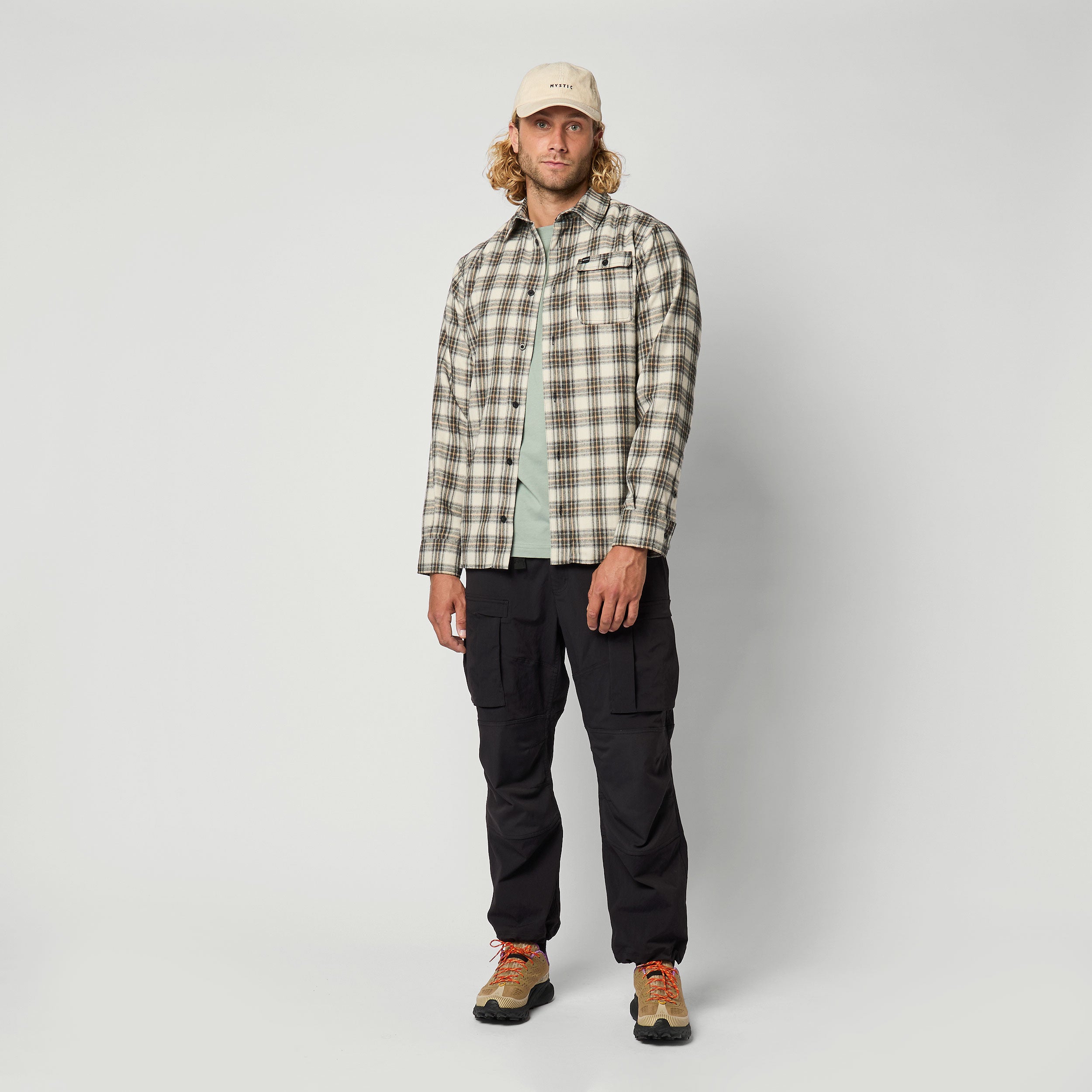 Mystic Check Shirt chemise carreaux homme blanc cassé flanelle