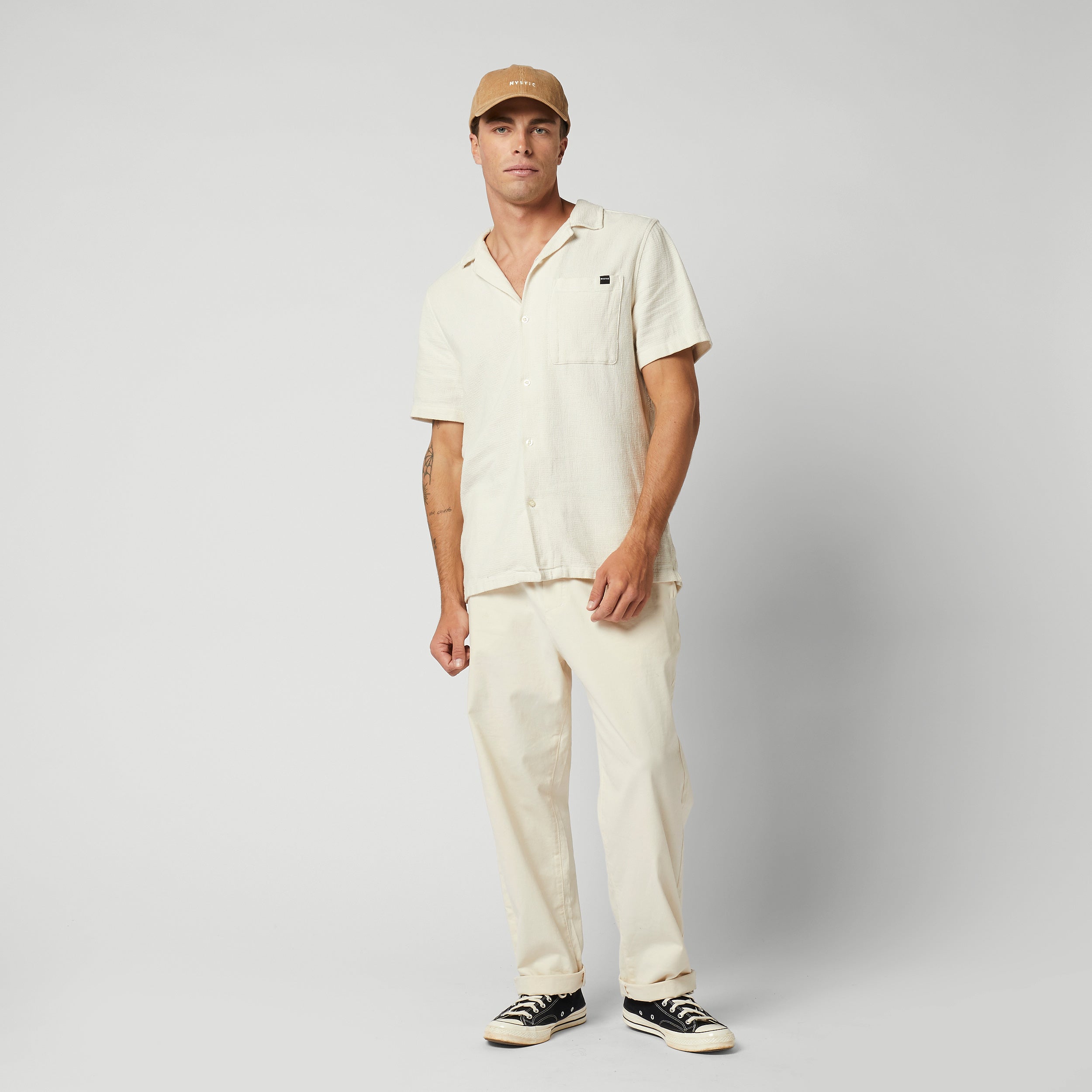 Mystic Last Light chemise homme blanc cassé L coton poche