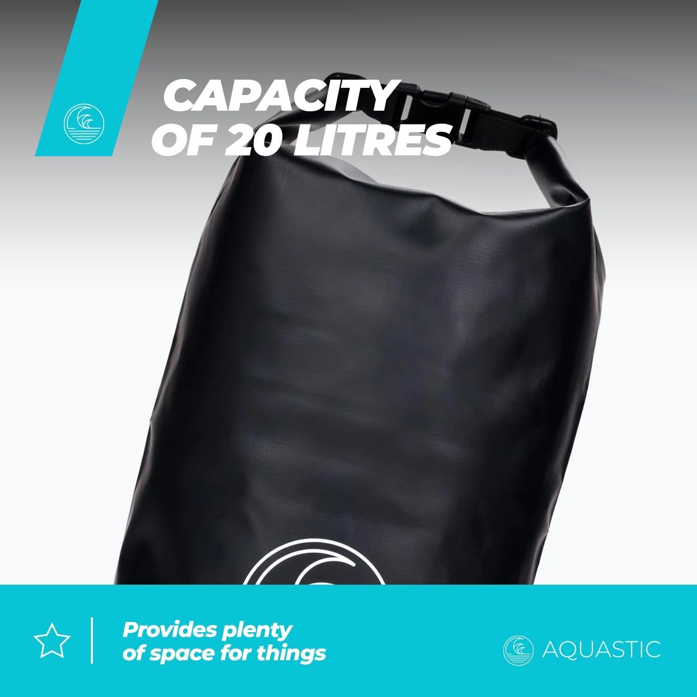 AQUASTIC HT-2225-3 sac étanche 20L noir PVC 500D