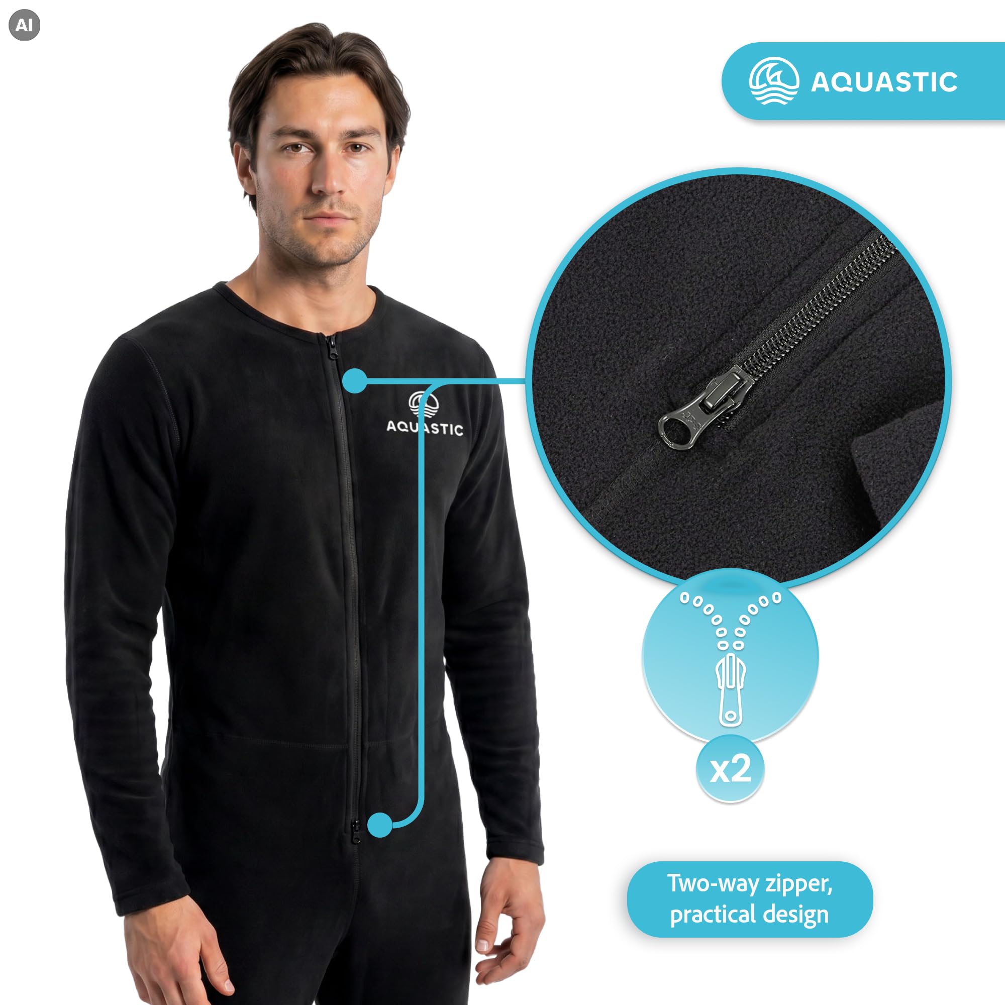AQUASTIC Outrun sous-vêtement polaire homme noir S-XXL