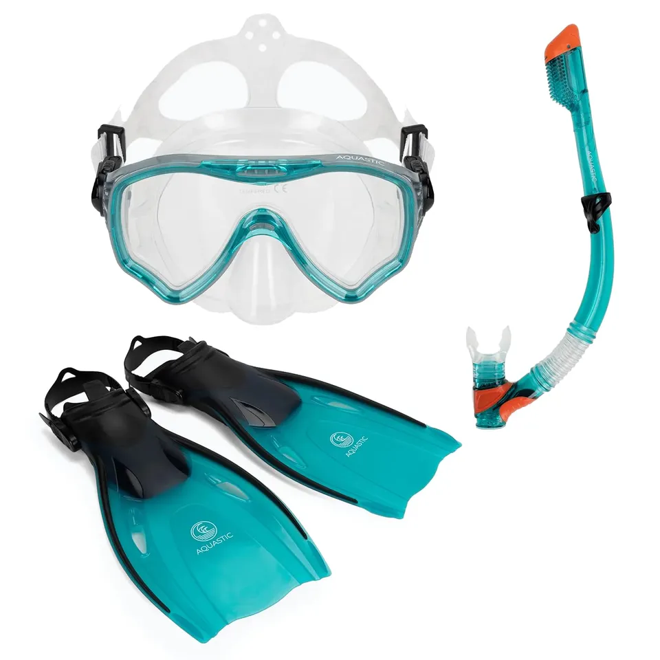 AQUASTIC Jetty masque snorkeling adulte bleu verre trempé