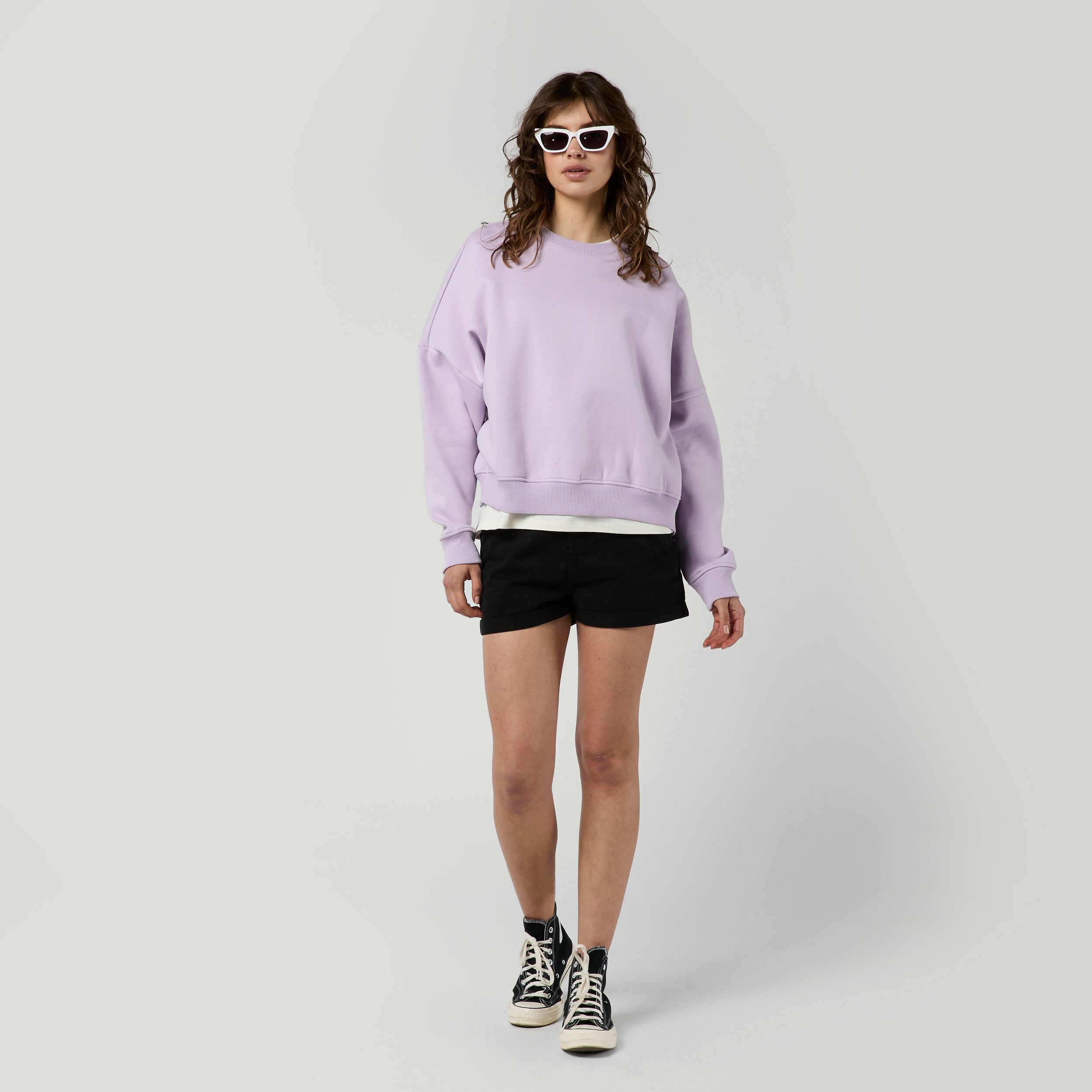 Mystic Dropped Shoulder Crew sweat femme lilas
