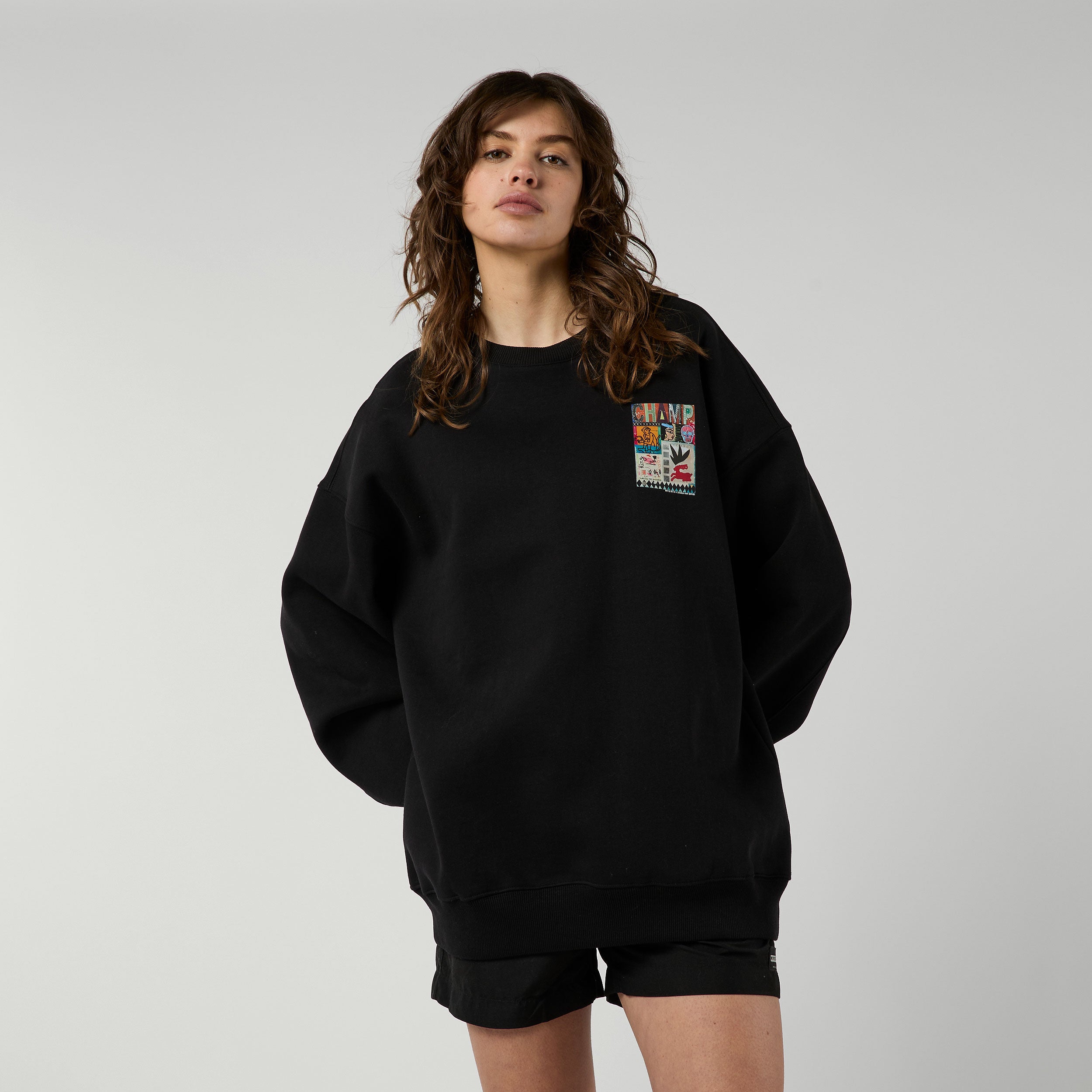 Mystic Funk sweat col rond noir coton